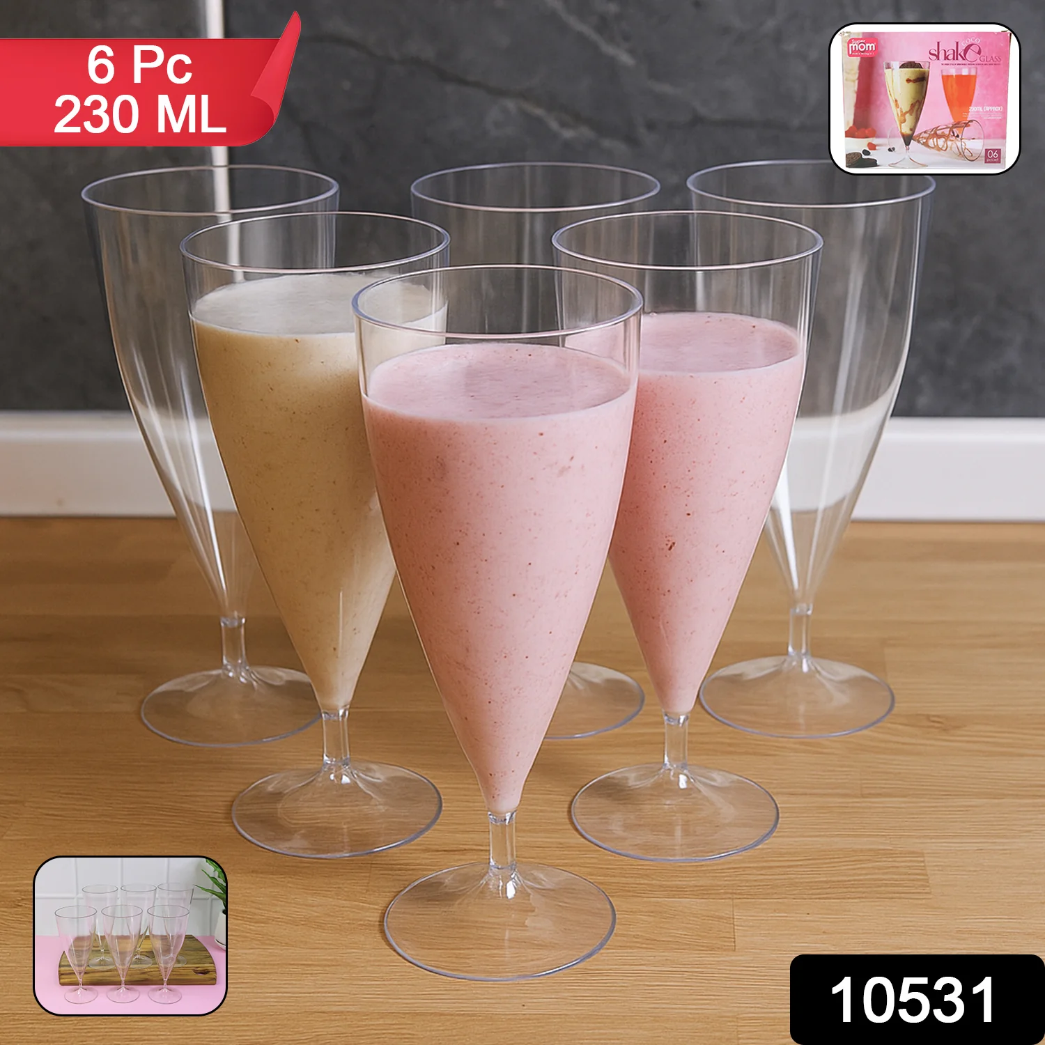 Supermom Plastic Shake Coco Glass Set (230ML / 6 Pc) - Image 2
