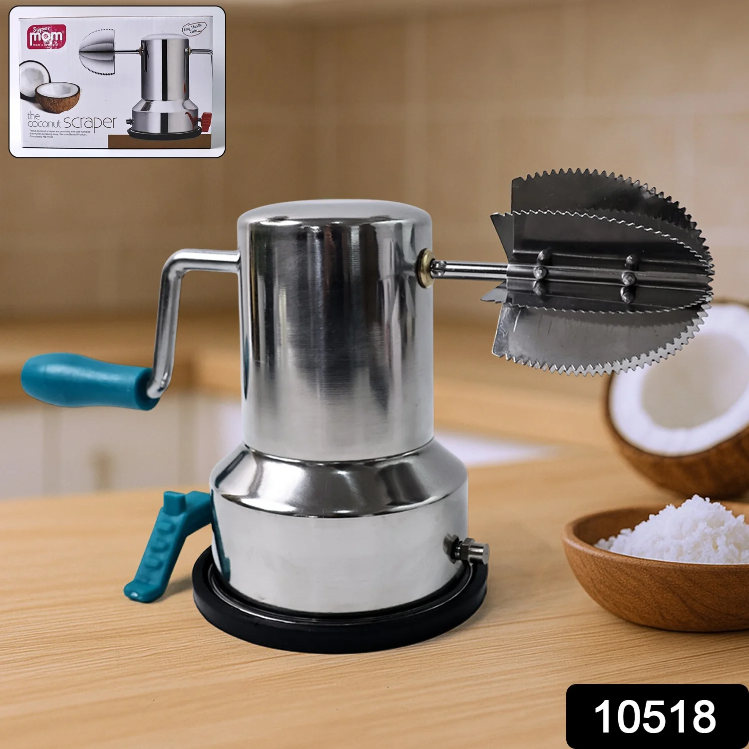 Supermom Stainless Steel Coconut Scraper with Vacuum Base (1 Pc) - Image 2