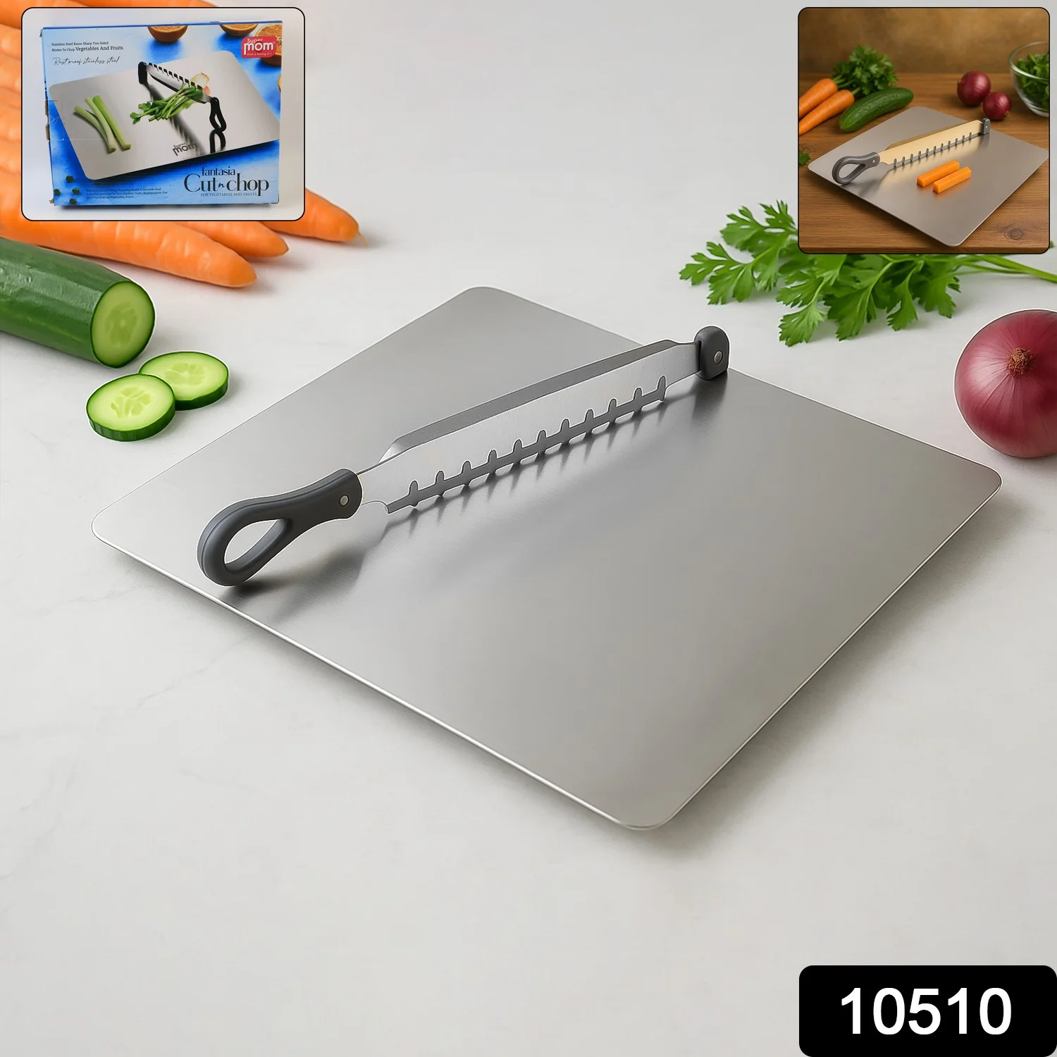 Supermom Stainless Steel Multifunctional Cut & Chop Vegetable Slicer Tool (1 Pc) - Image 2
