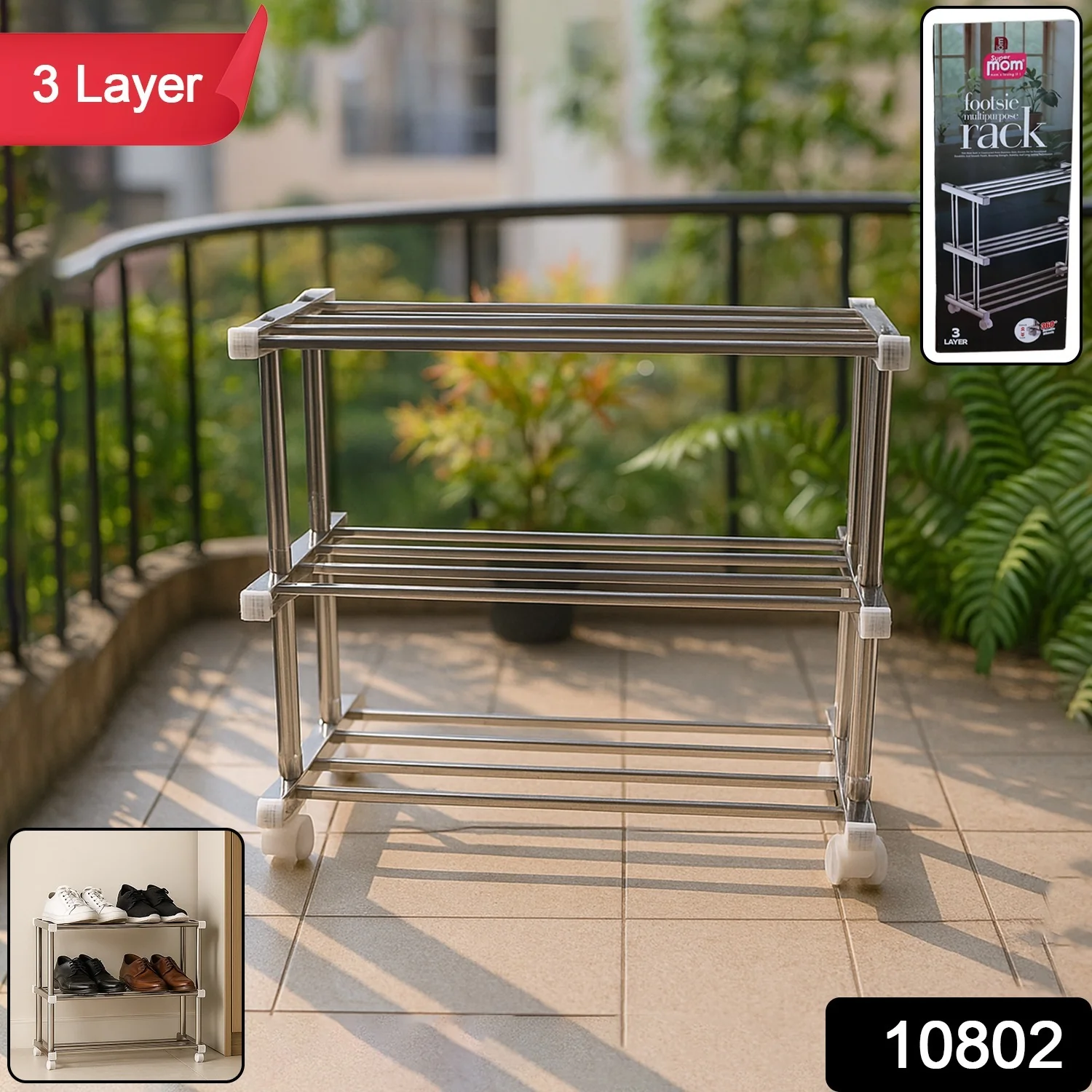 Supermom Stainless Steel Multipurpose Shoe & Storage Rack - (1 pc) - Image 2
