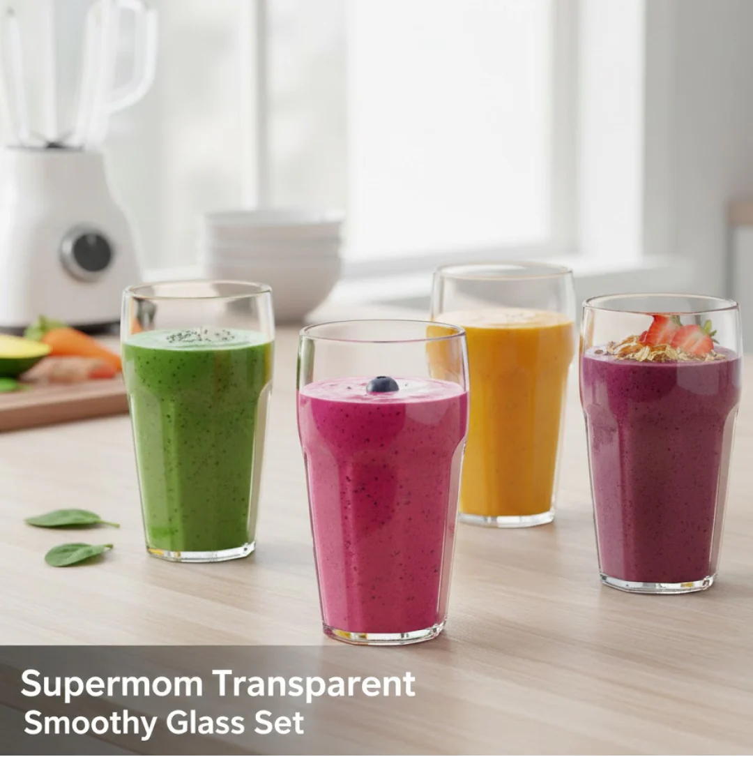 Supermom Transparent Smoothy Glass Set (Approx 300ML / 6 Pc) - Image 2