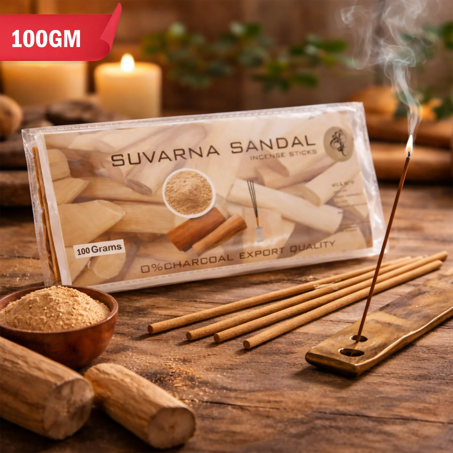 Suvarna Sandal Fragrance scented Stick Agarbatti Natural Incense Sticks for Pooja - Image 3