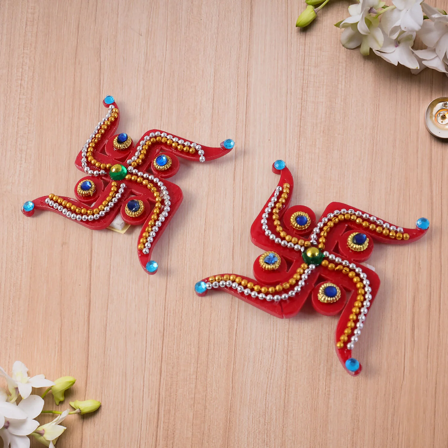 Swastik Door Hanging | Red Acrylic | Pair for Diwali and Puja - Image 2