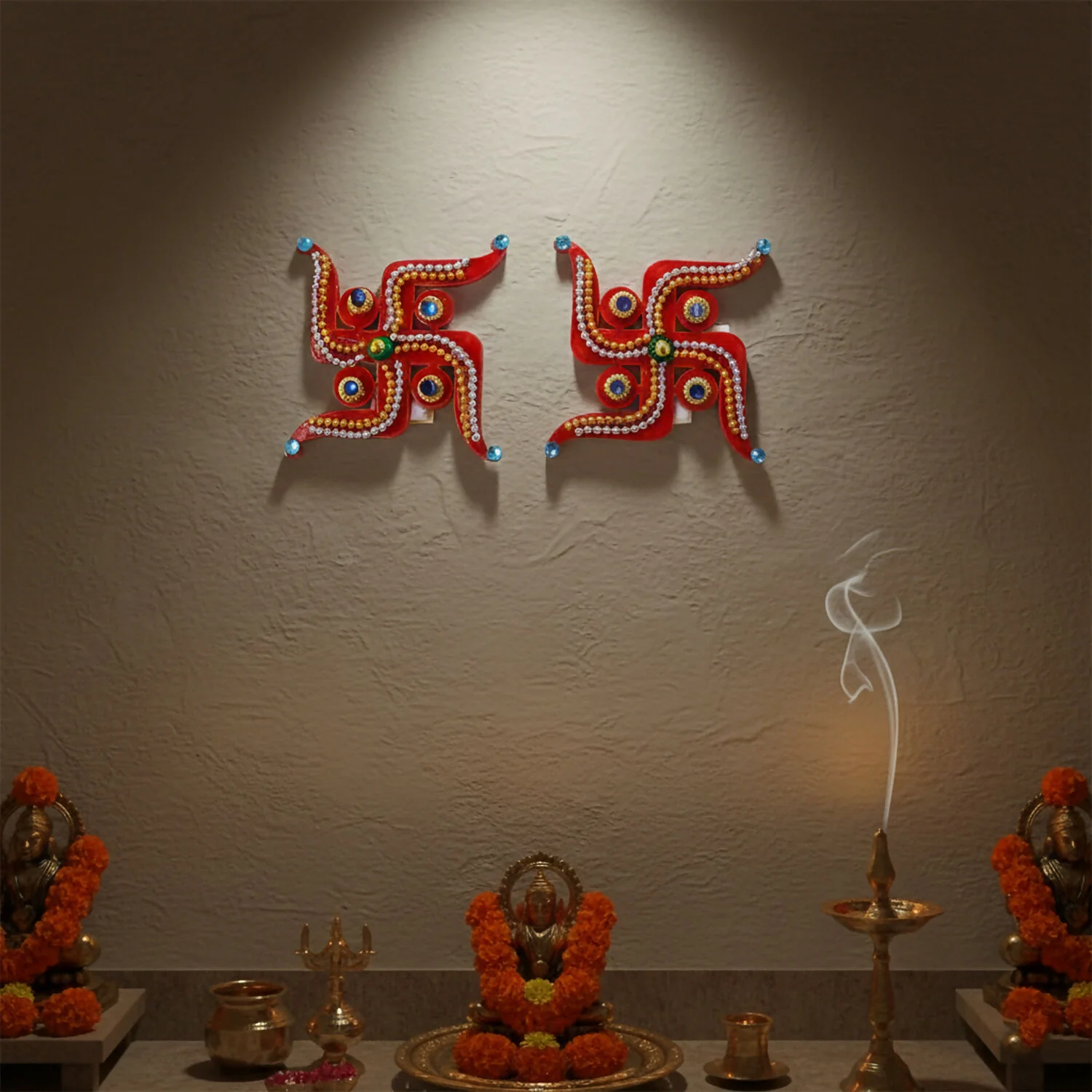 Swastik Door Hanging | Red Acrylic | Pair for Diwali and Puja - Image 3