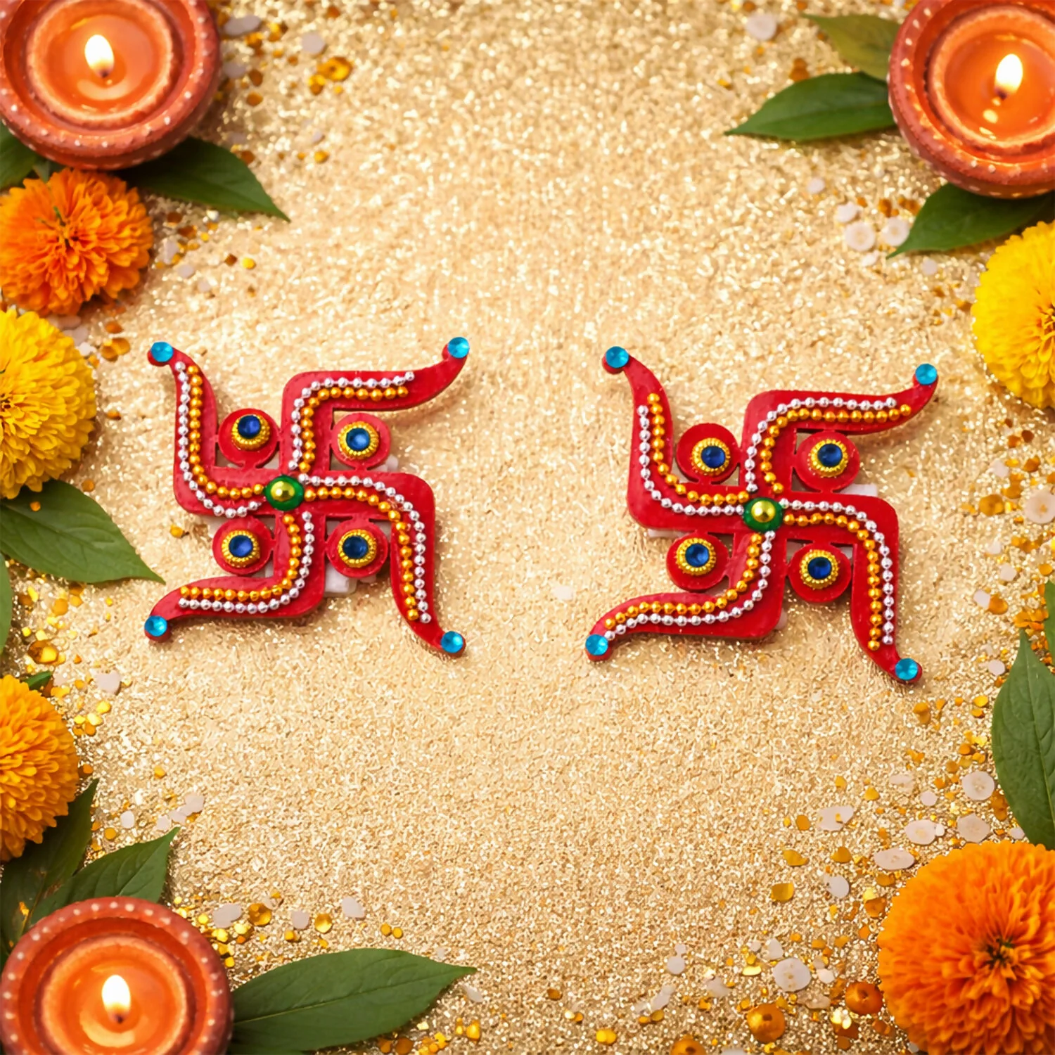 Swastik Door Hanging | Red Acrylic | Pair for Diwali and Puja - Image 4