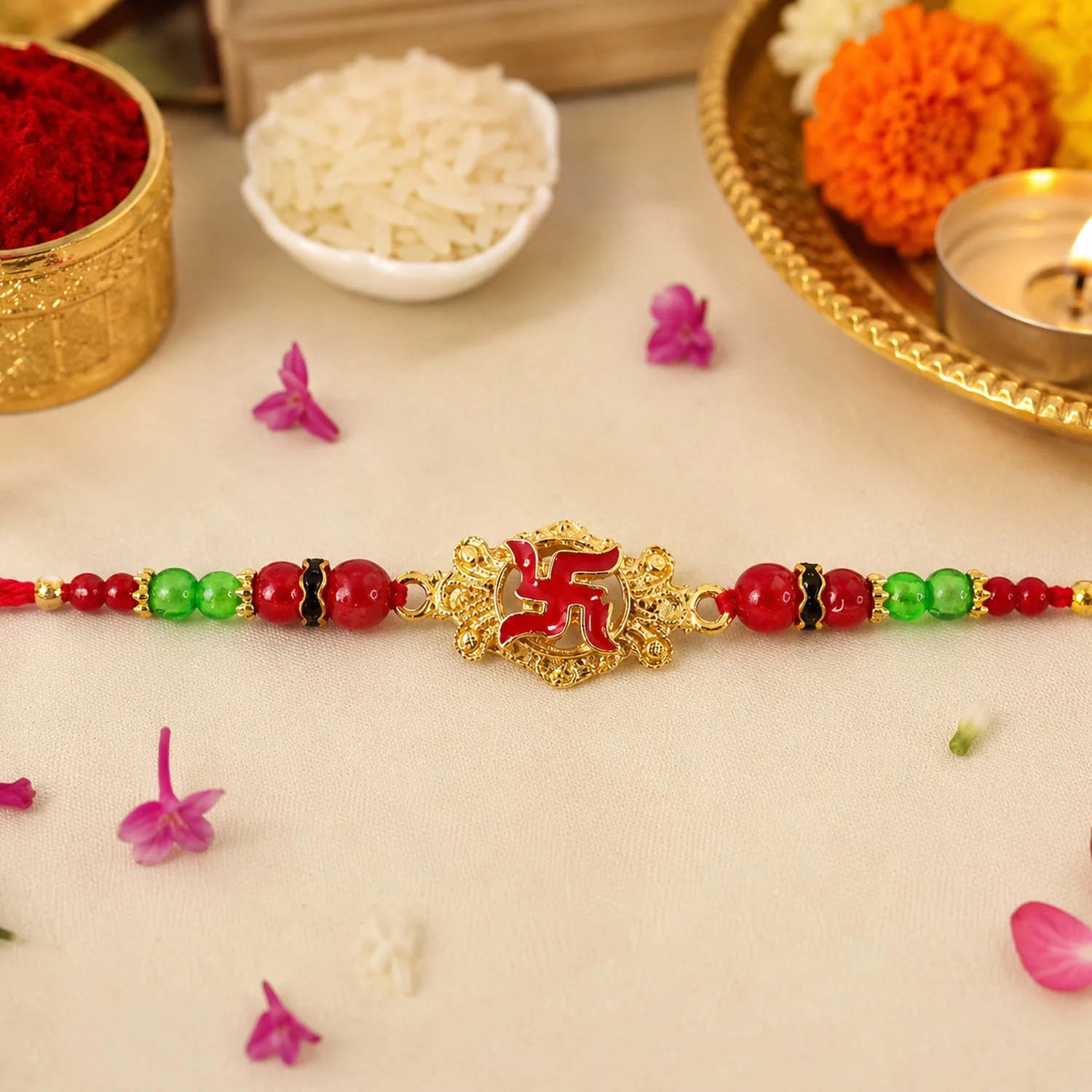 Swastik Symbol Auspicious Designer Rakhi - Image 3
