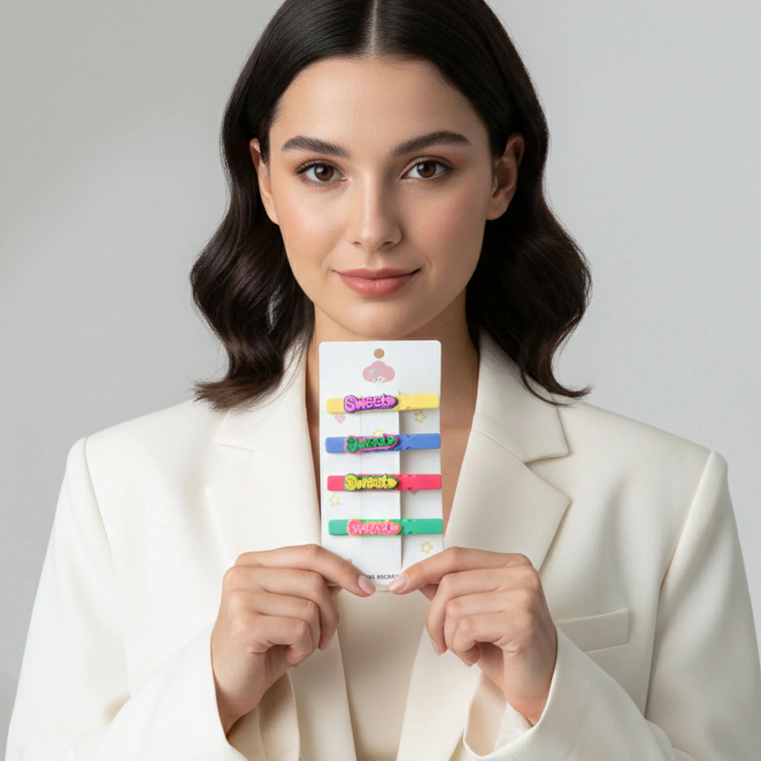 Sweet Text Decorative Hair Clip Set (4 Pc) - Image 3