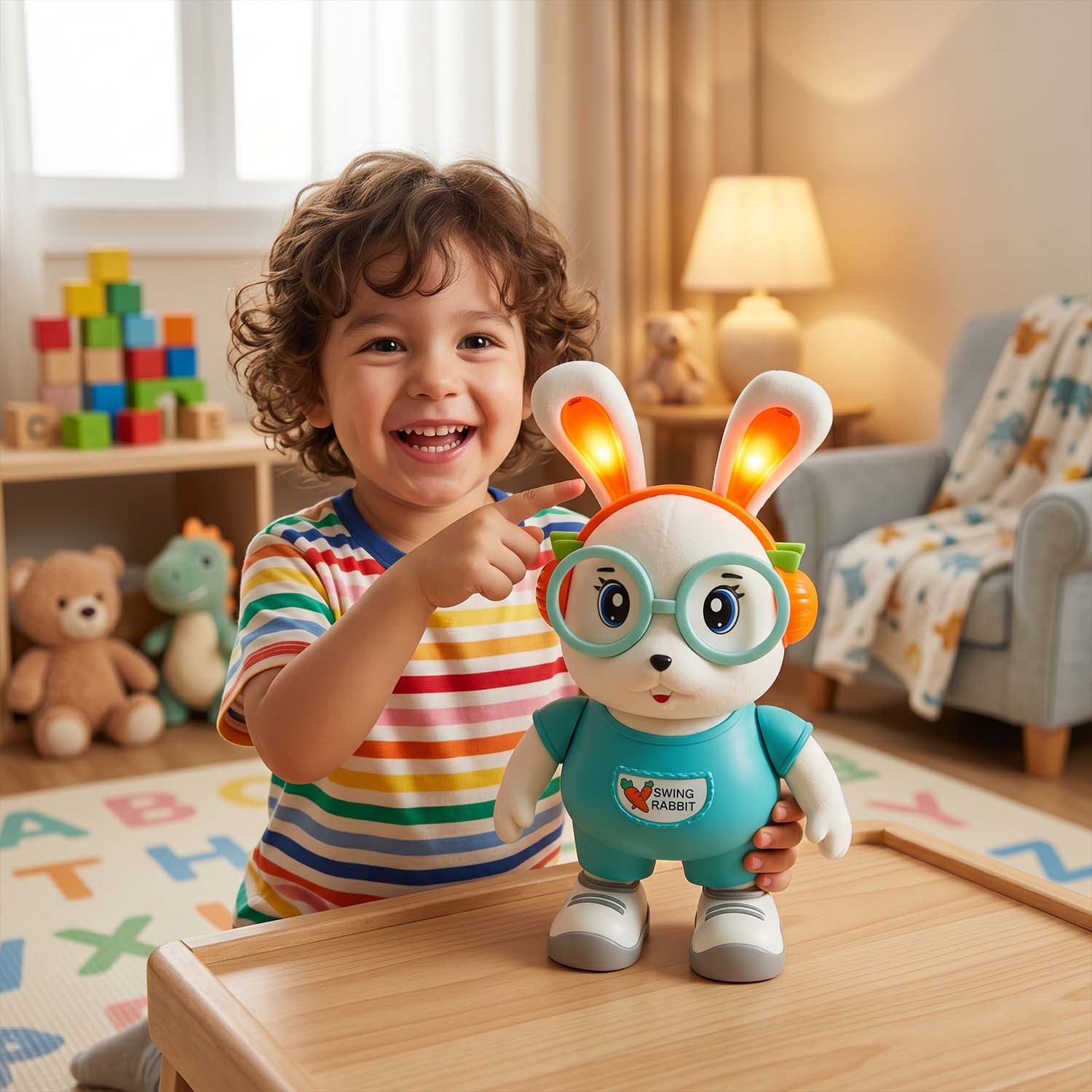 Swing Rabbit Musical Dancing Toy with Light-Up Ears (1 Pc) - Image 3