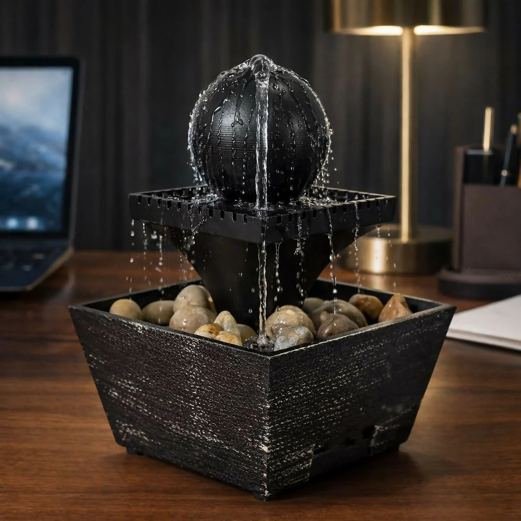 Tabletop Water Fountain with Pebbles Decorative Indoor Showpiece - Image 2