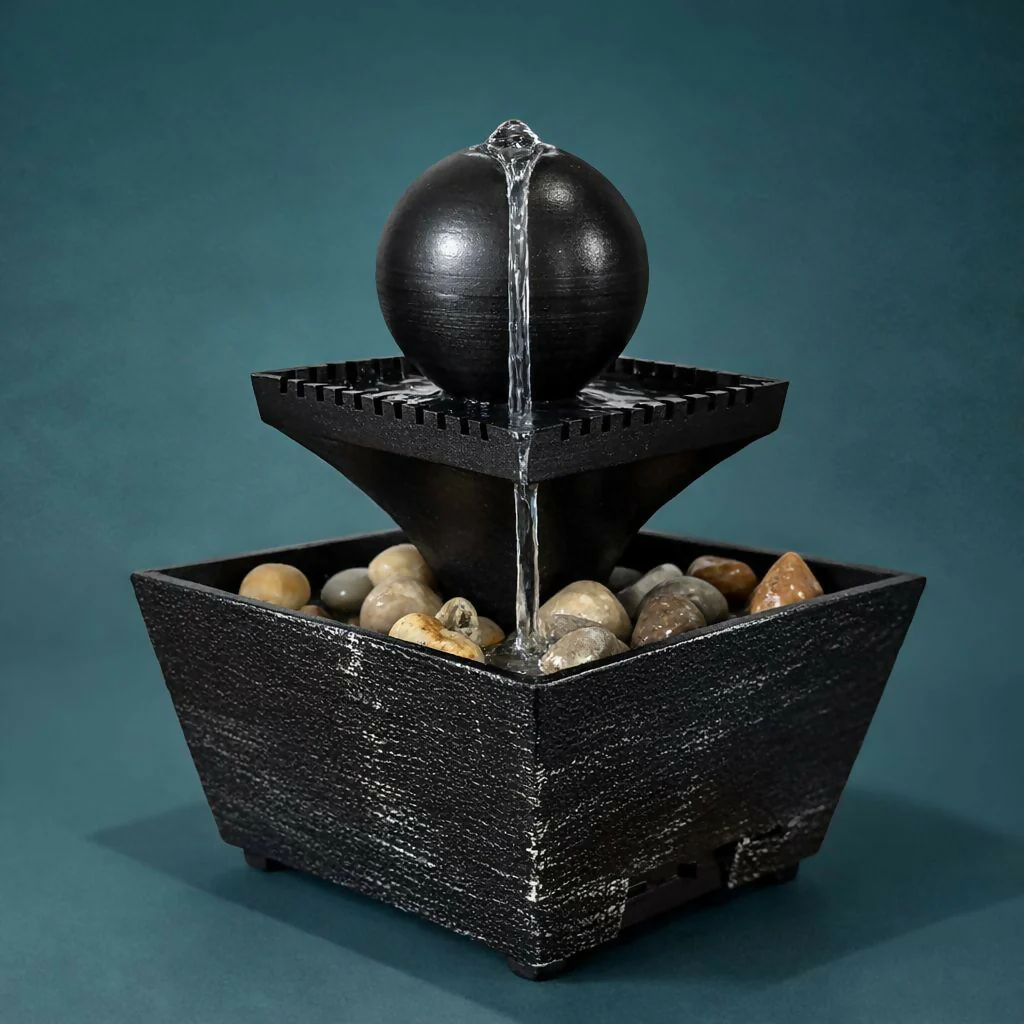 Tabletop Water Fountain with Pebbles Decorative Indoor Showpiece - Image 3