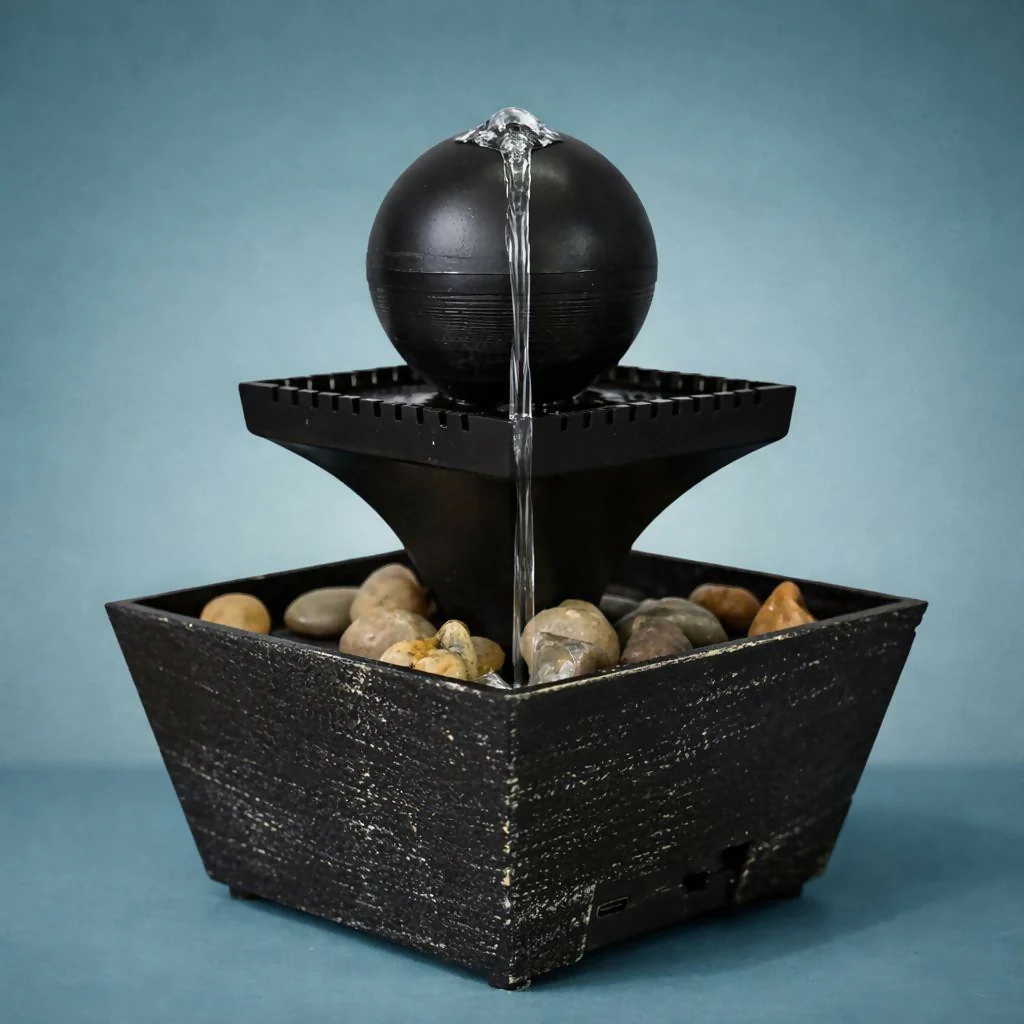 Tabletop Water Fountain with Pebbles Decorative Indoor Showpiece - Image 4