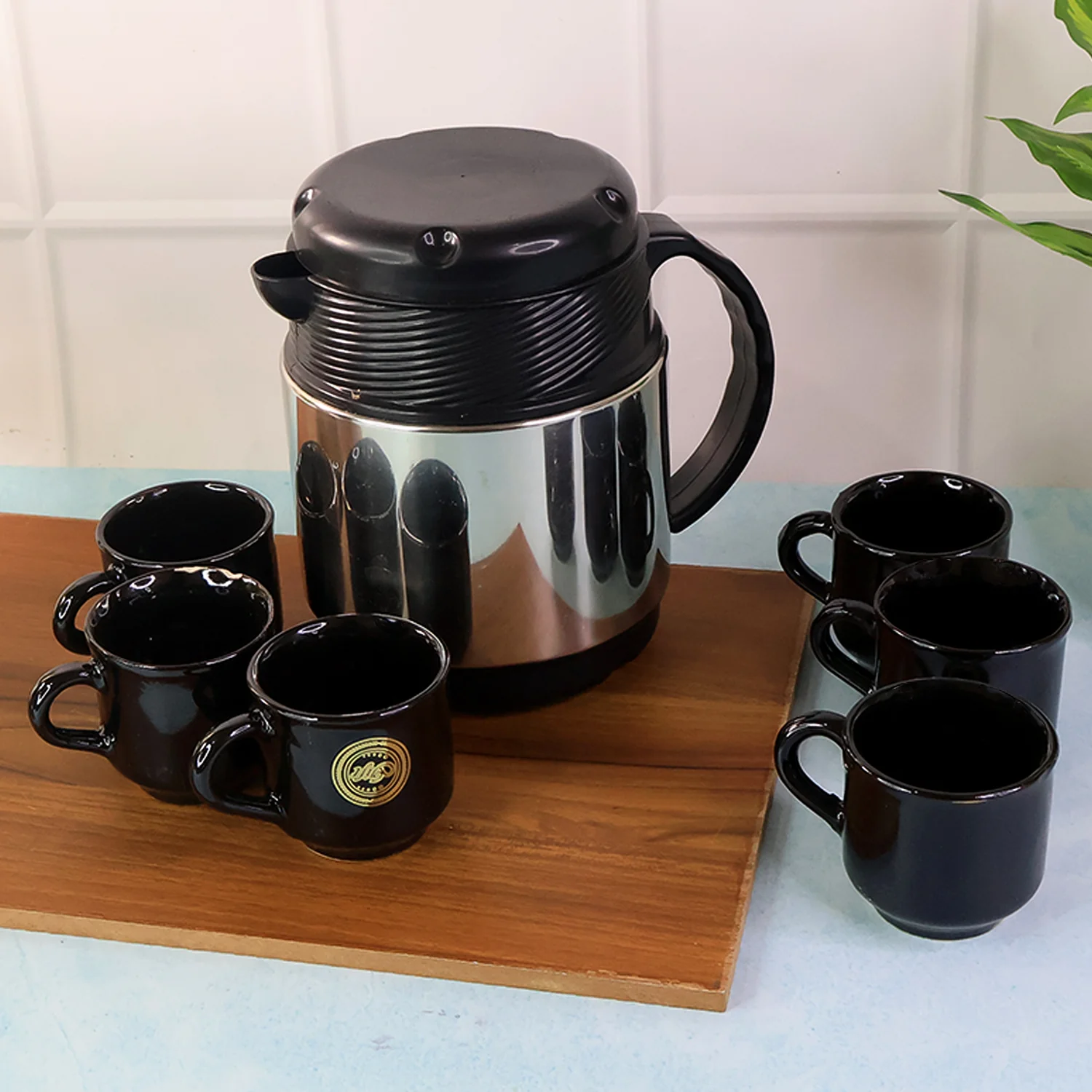 Tea and Coffee Thermos Flask and 6 Ceramic Cups (1 Set) - Image 7
