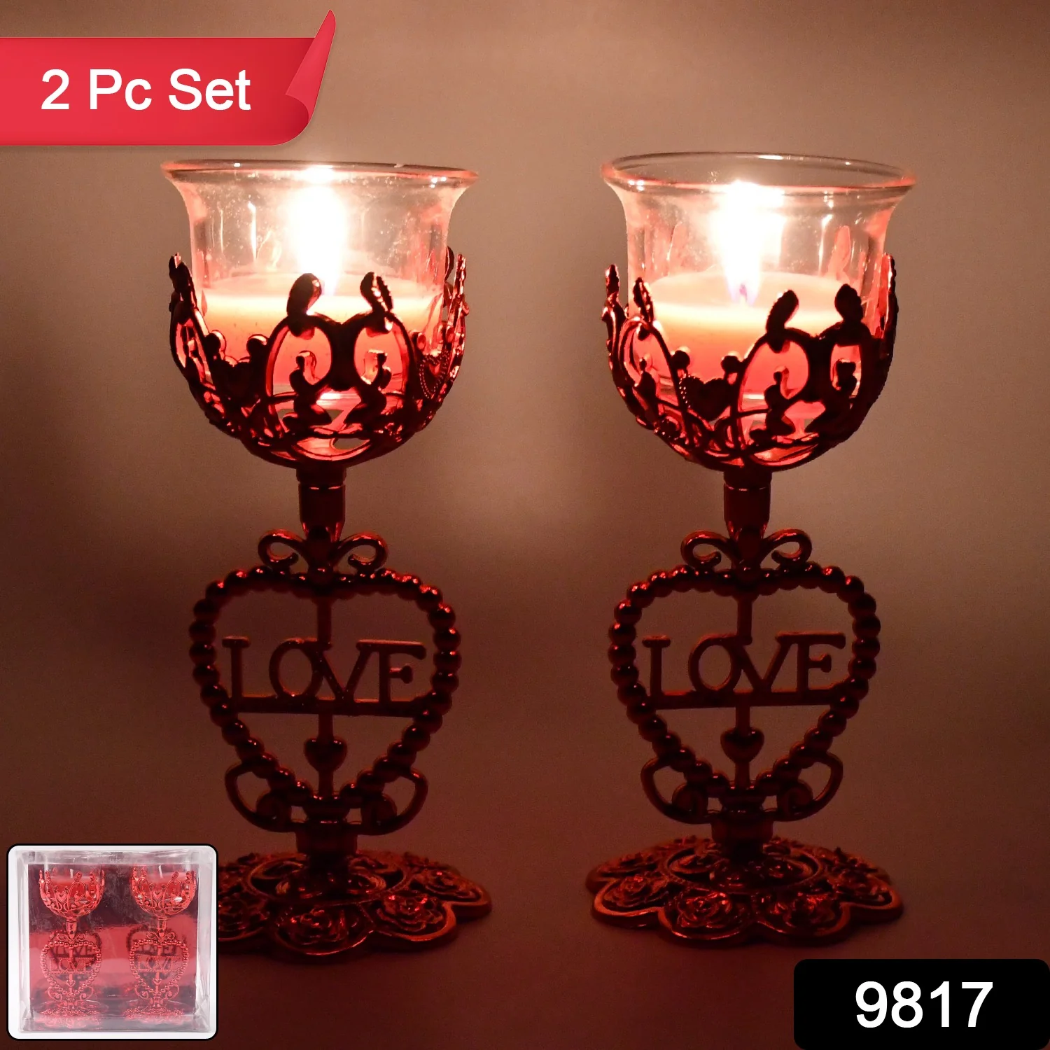 Tea Lights Holder Candle Stand, Diwali (2 Pc Set) - Image 2