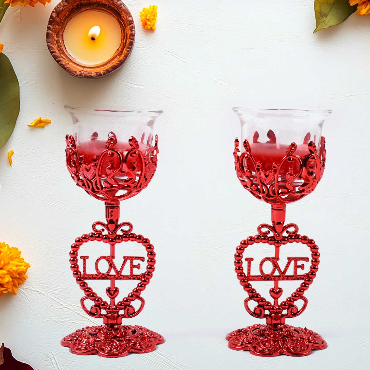 Tea Lights Holder Candle Stand, Diwali (2 Pc Set) - Image 4
