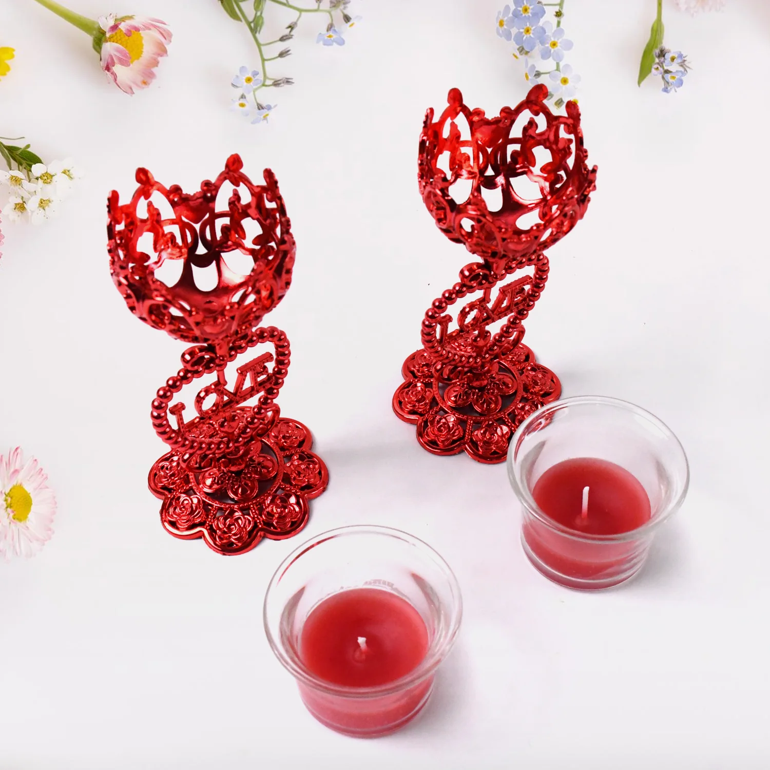 Tea Lights Holder Candle Stand, Diwali (2 Pc Set) - Image 6