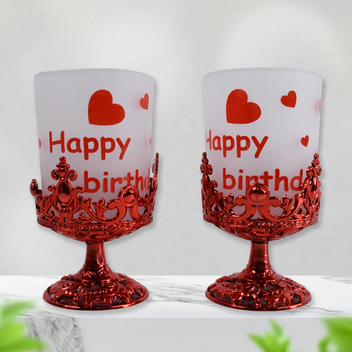 Tealight Holder Stylishly Shaped Candle Diya Stand (2 Pc / Mix Design) - Image 3