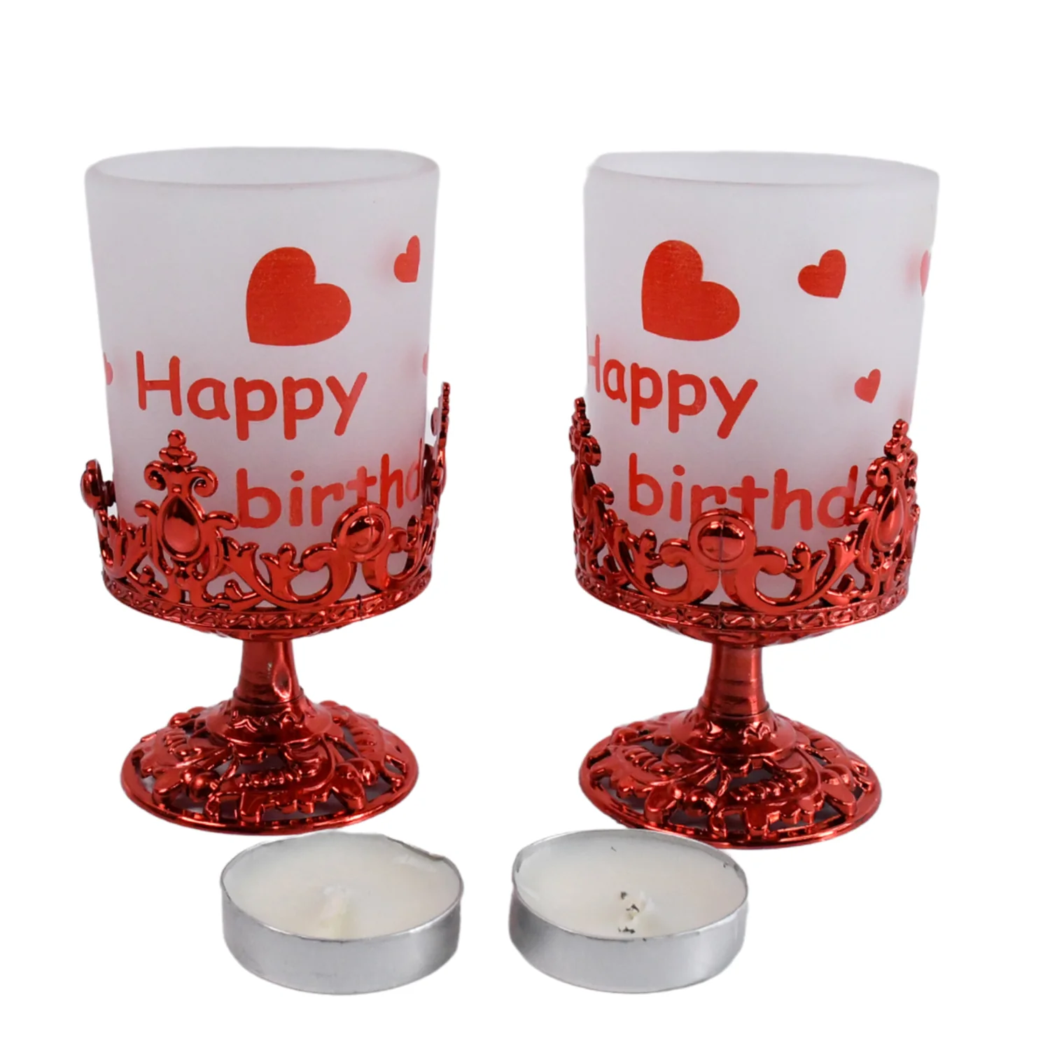 Tealight Holder Stylishly Shaped Candle Diya Stand (2 Pc / Mix Design) - Image 5