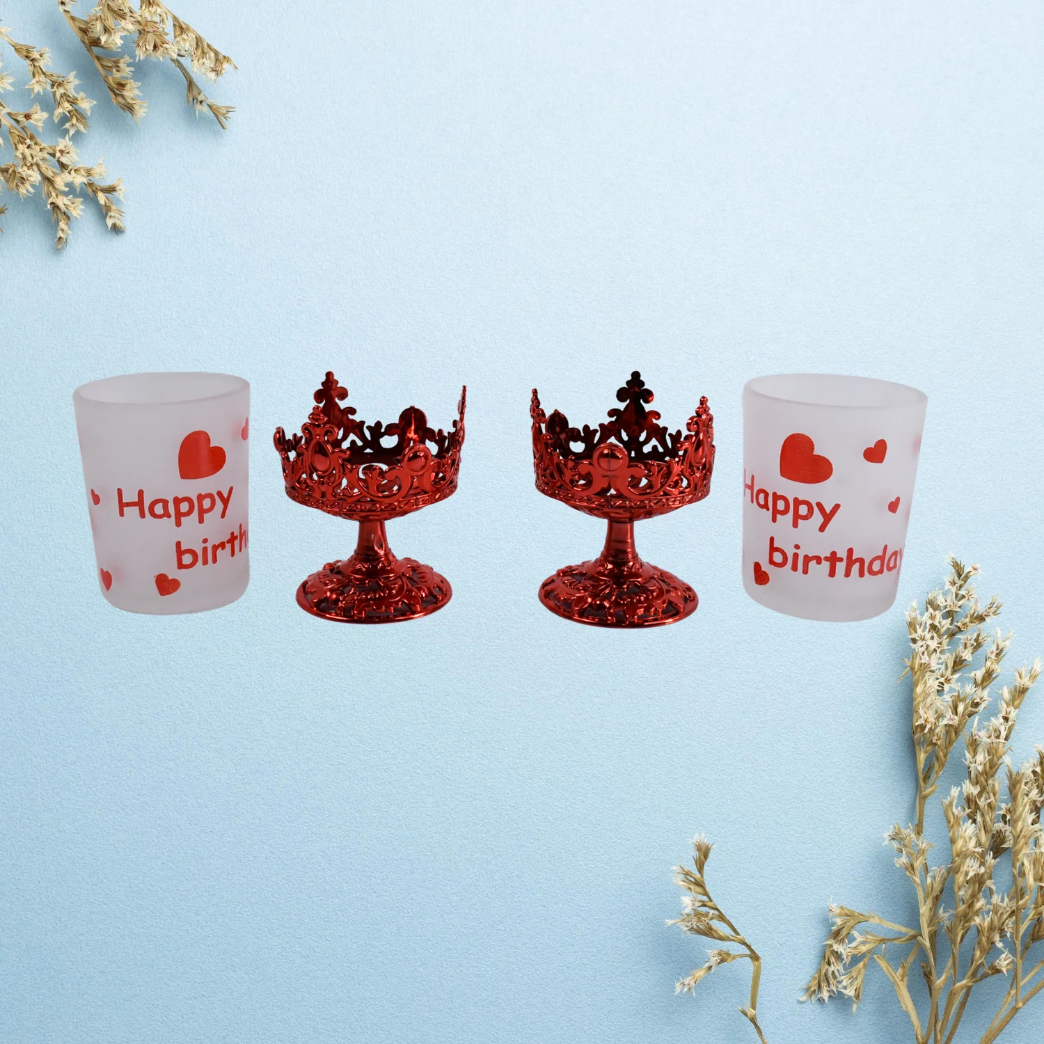 Tealight Holder Stylishly Shaped Candle Diya Stand (2 Pc / Mix Design) - Image 6