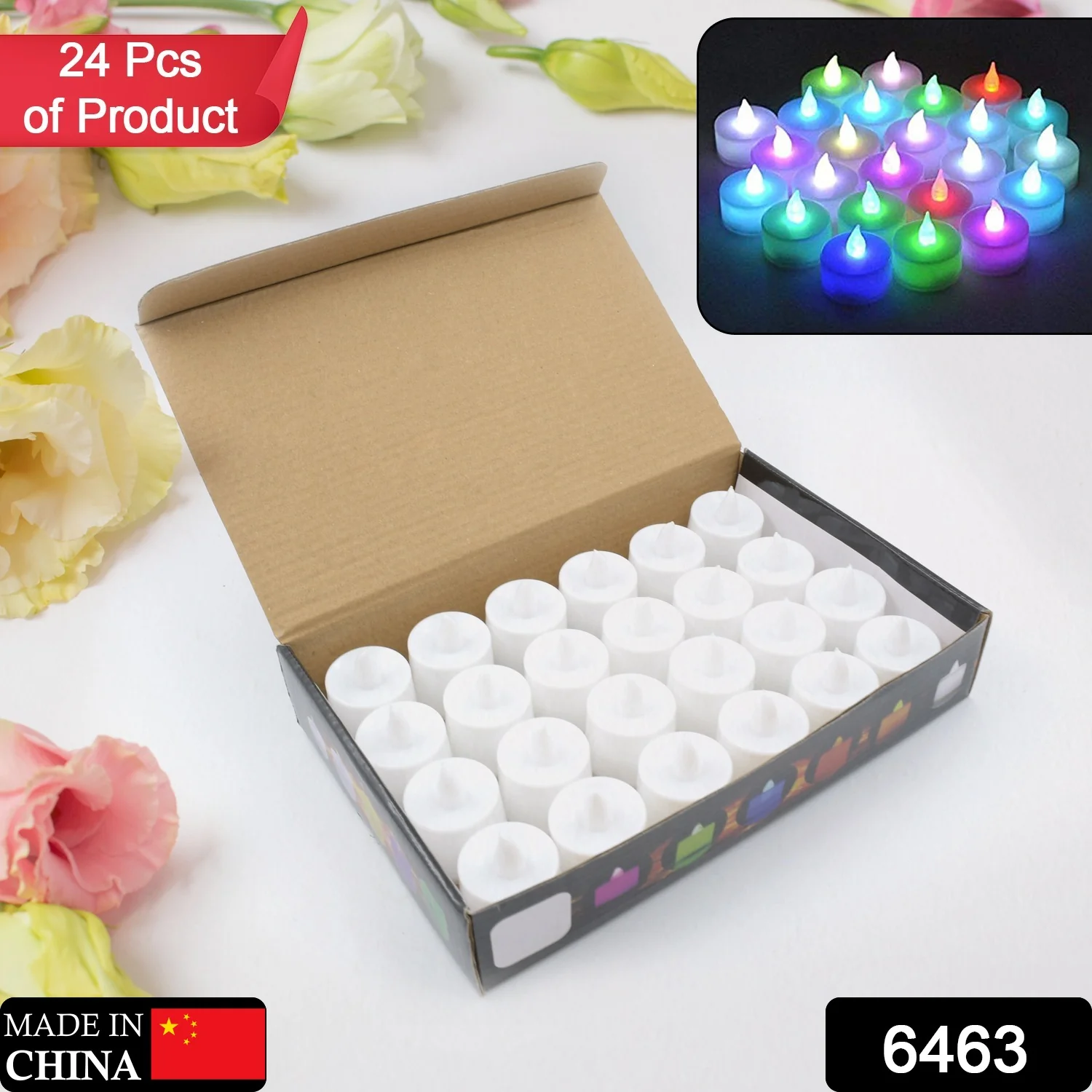 Multicolor LED Tealights Candles (24 Pack): Festive Decorations, Diwali - Image 2