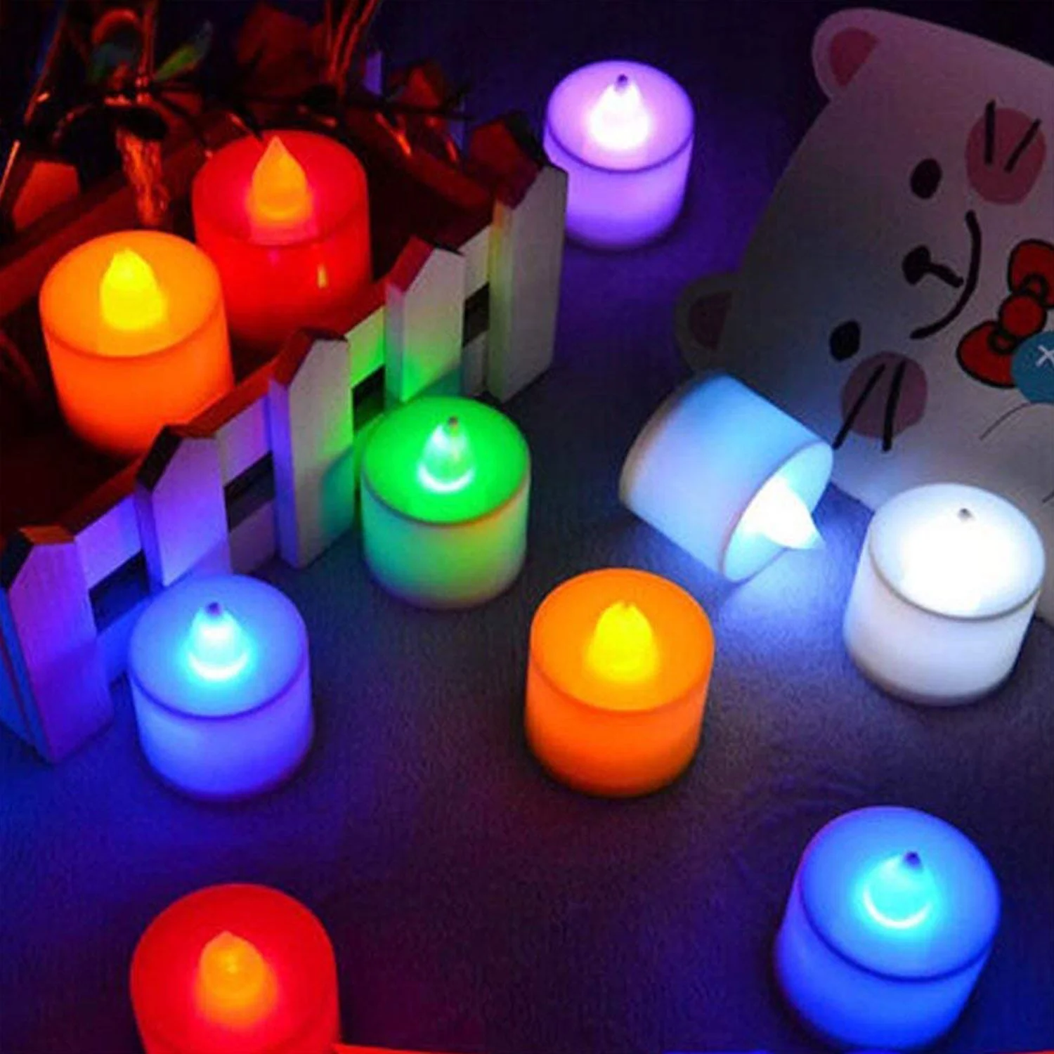 Multicolor LED Tealights Candles (24 Pack): Festive Decorations, Diwali - Image 4