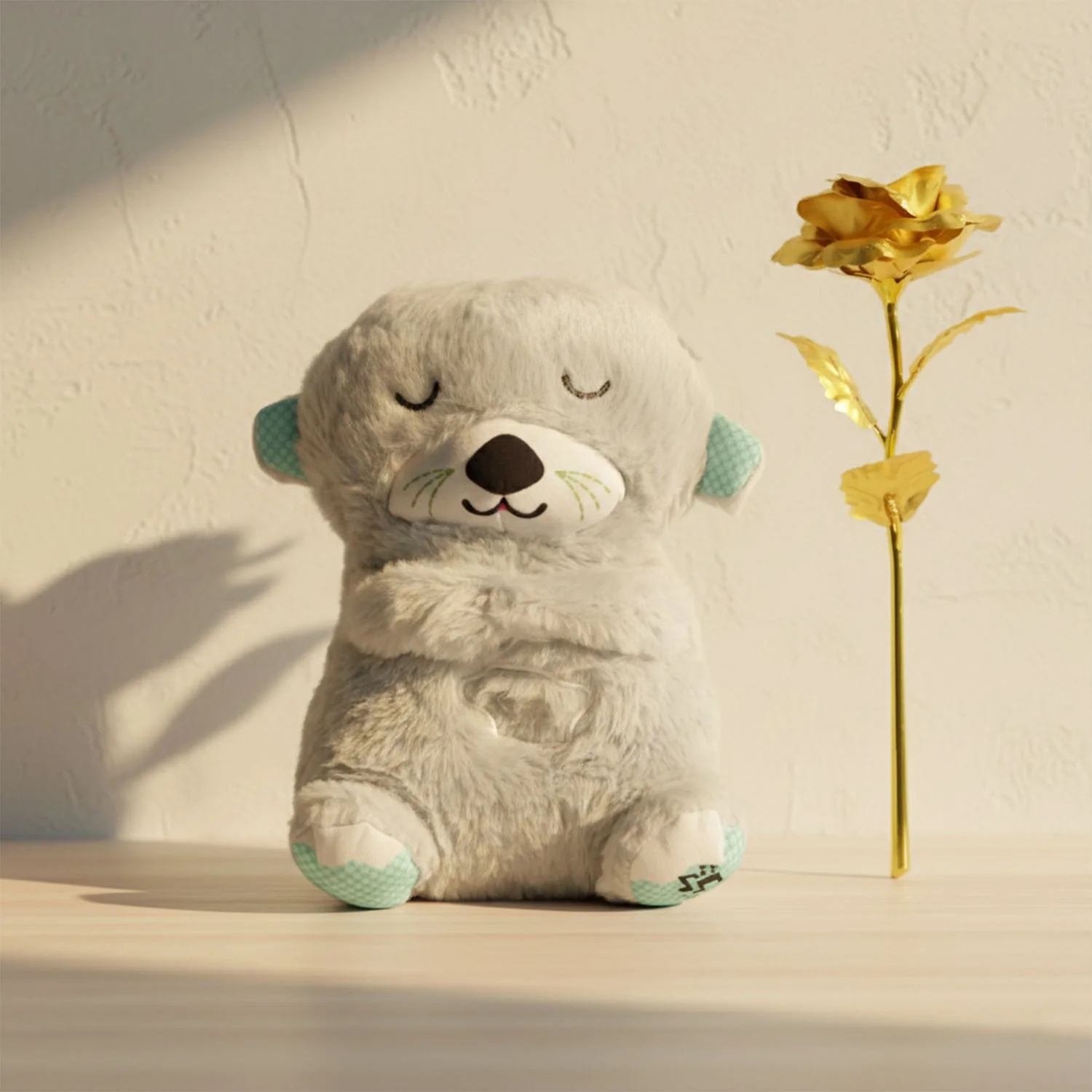Teddy Bear with Artificial Golden Rose Flower Gift Set (2 Pc) - Image 3