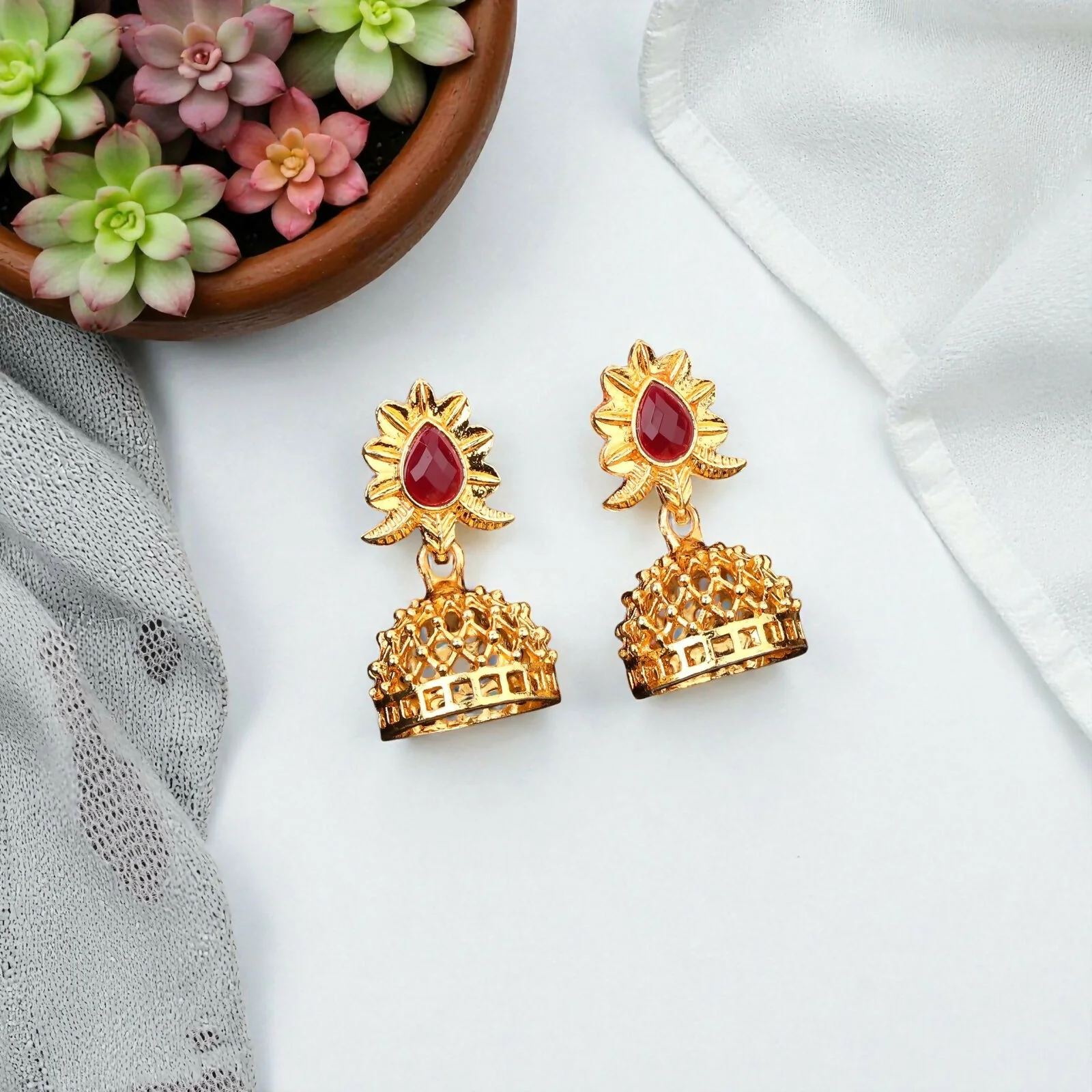 Temple Jewellery Lakshmi Coin Choker with Jhumka Earrings - Image 4