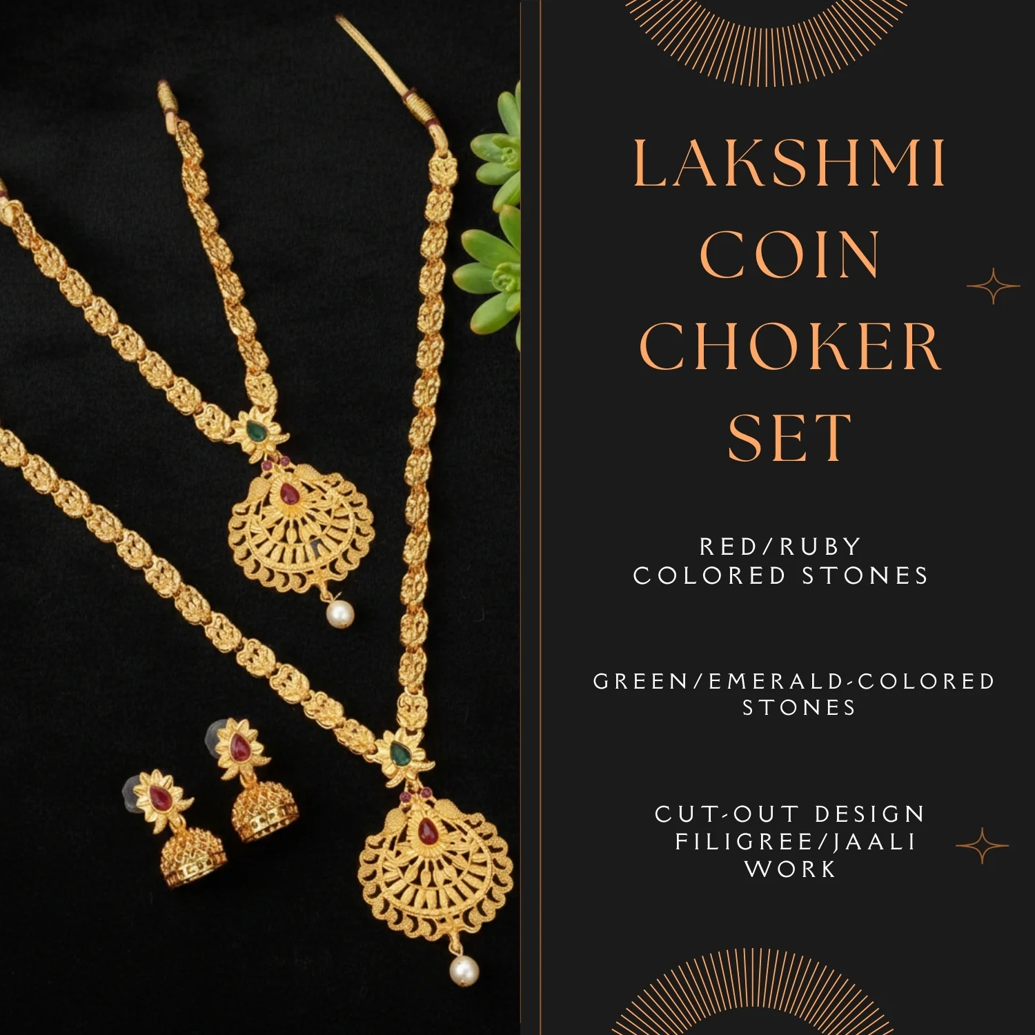 Temple Jewellery Lakshmi Coin Choker with Jhumka Earrings - Image 5
