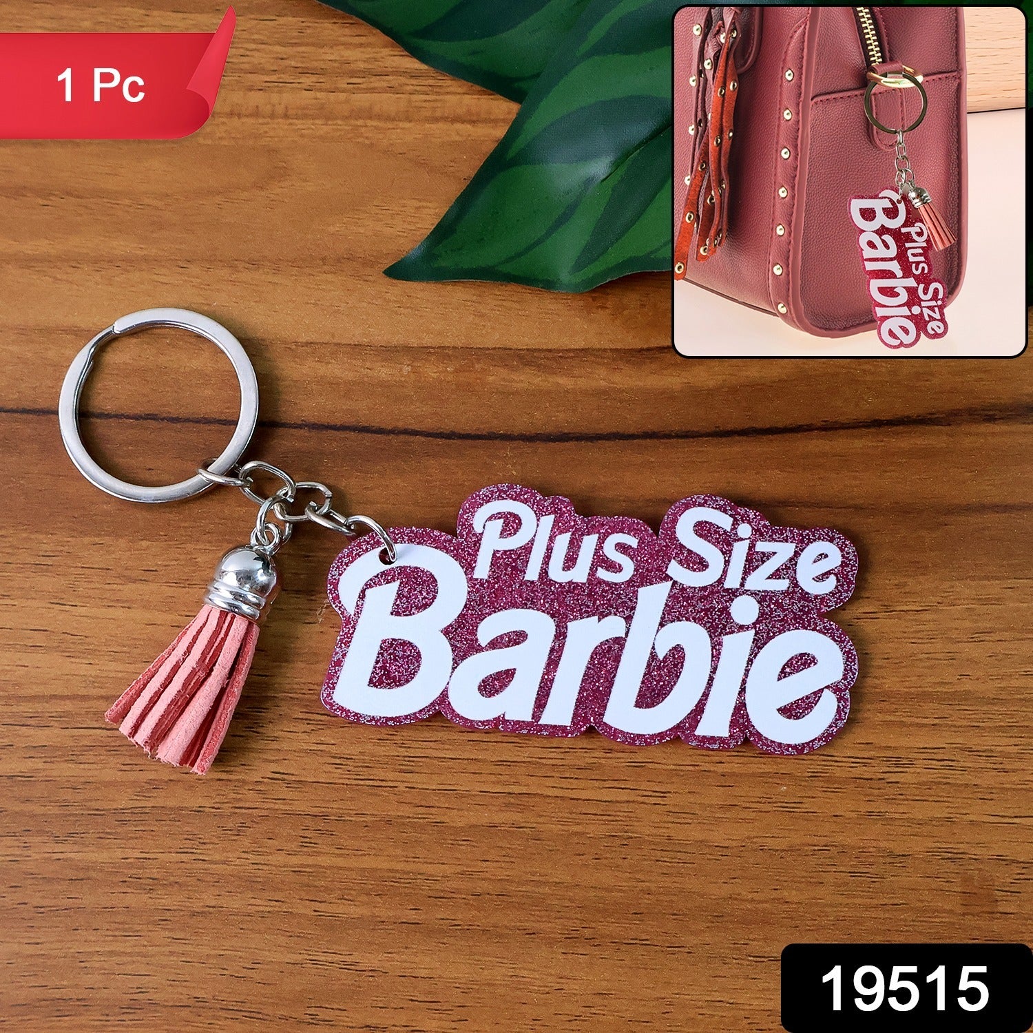 Text Keychain with Glitter Finish and Tassel Charm (1 Pc) - Image 2