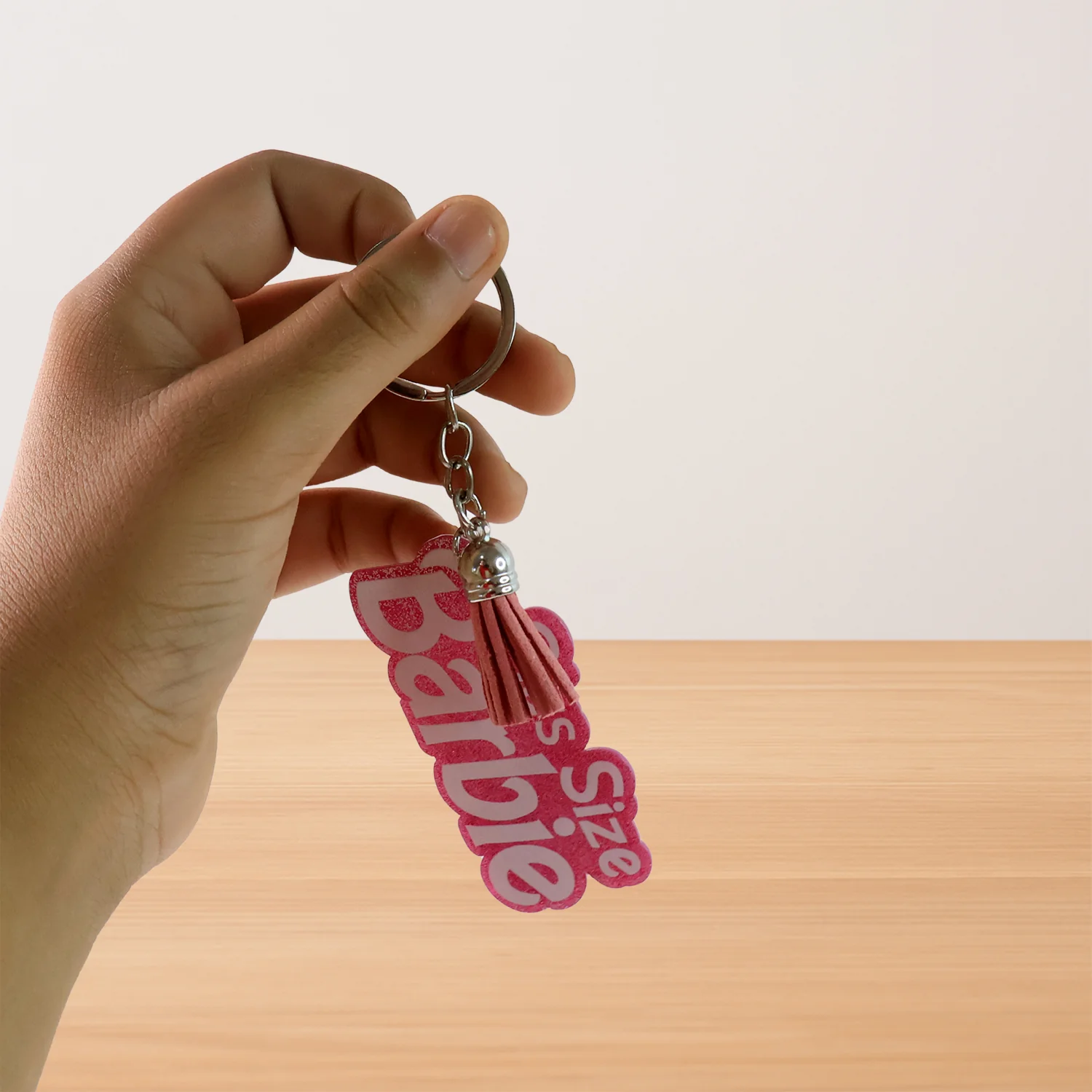 Text Keychain with Glitter Finish and Tassel Charm (1 Pc) - Image 4