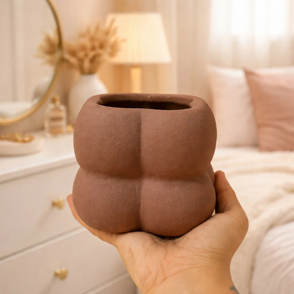 Textured Ceramic Planter Pot Modern Decorative Plant Holder - Image 3