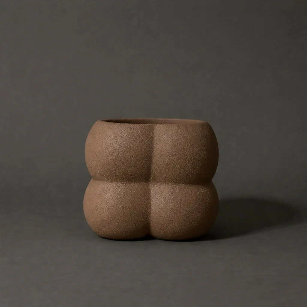 Textured Ceramic Planter Pot Modern Decorative Plant Holder - Image 4