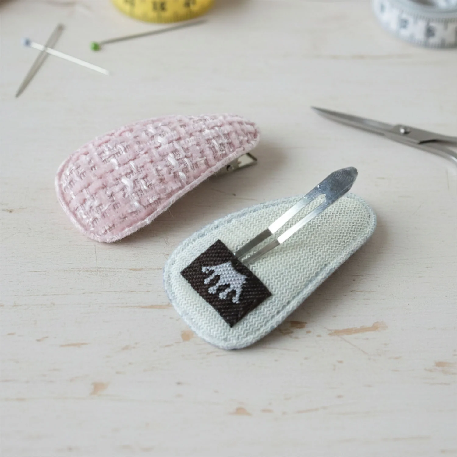 Textured Fabric Snap Hair Clips Set (4 Pc) - Image 8