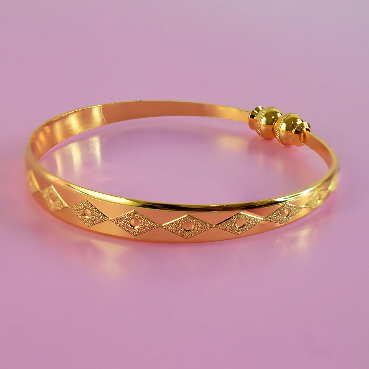 Textured Traditional-Style Bangles with Beaded Detailing - Image 2