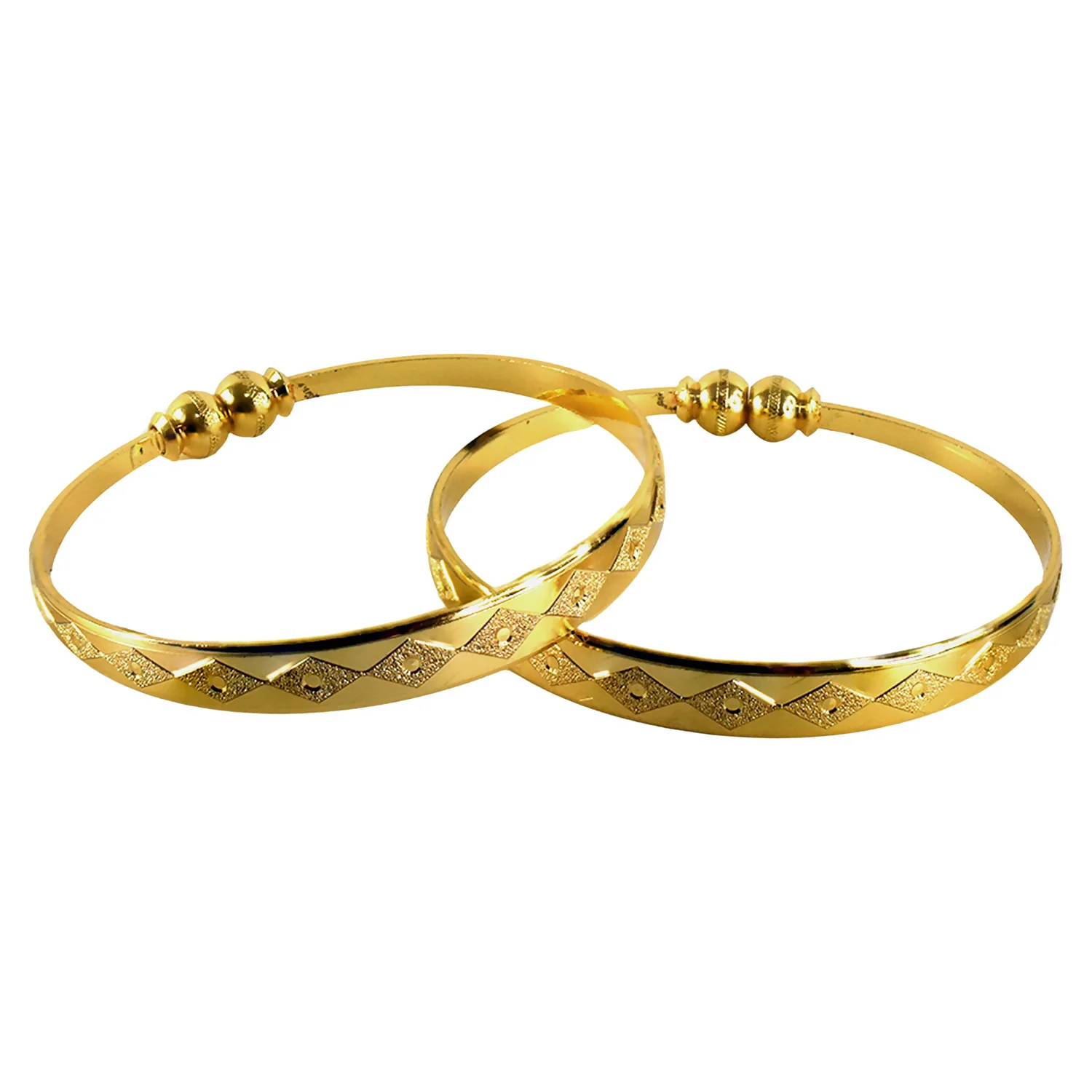 Textured Traditional-Style Bangles with Beaded Detailing - Image 5