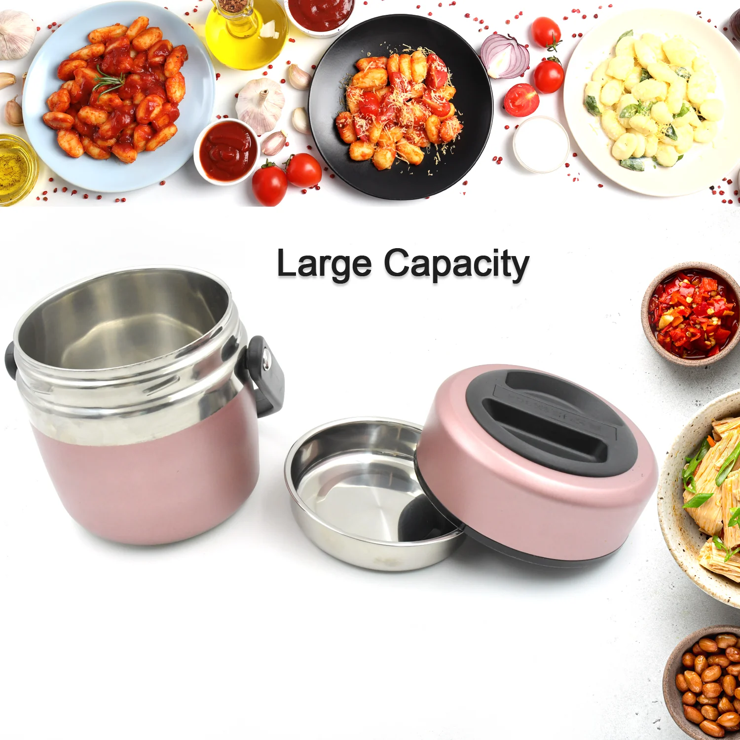 Leak-Proof Thermos Flask: Keeps Food Hot & Fresh (Stainless Steel, Multi-Color) - Image 3