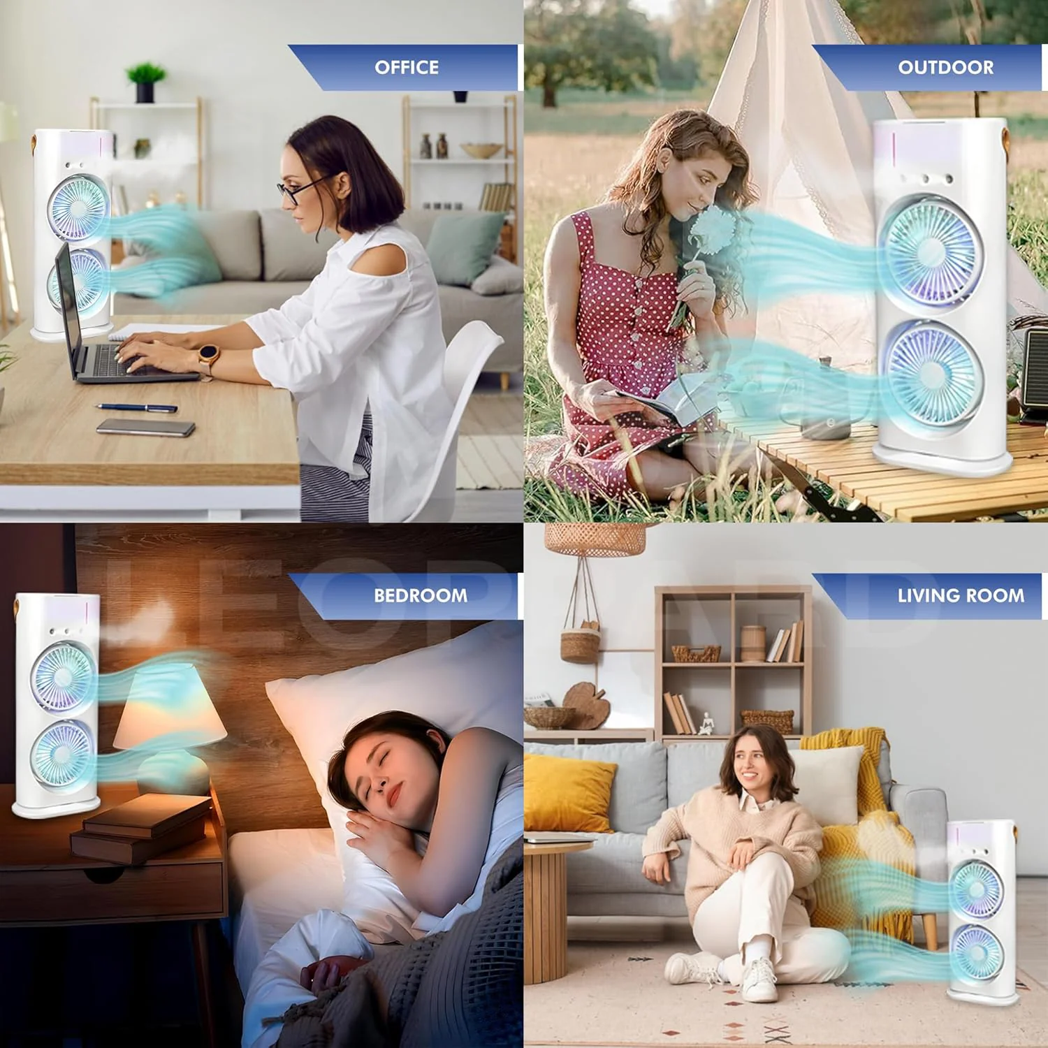 Electric Fan Desktop Double-Head Powerful Air (1 Pc / With Remote / Plug and Play) - Image 10
