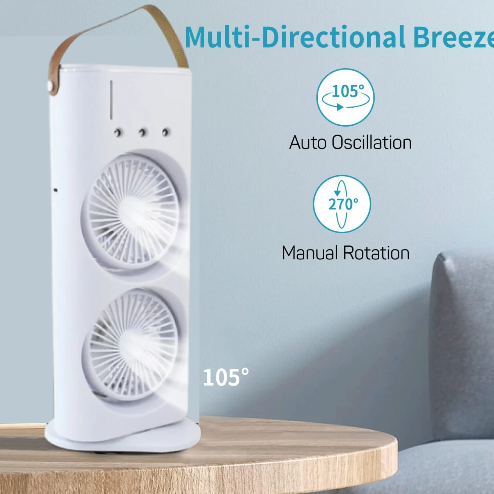 Electric Fan Desktop Double-Head Powerful Air (1 Pc / With Remote / Plug and Play) - Image 2