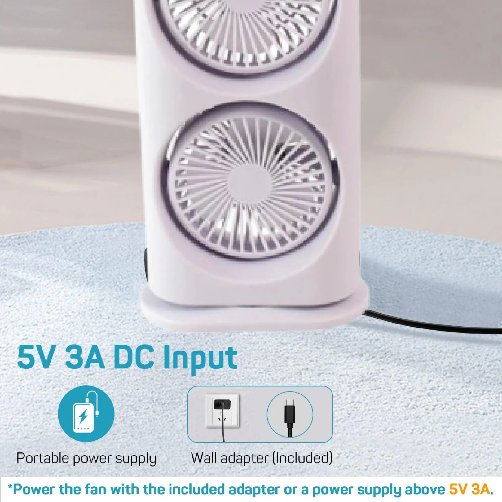 Electric Fan Desktop Double-Head Powerful Air (1 Pc / With Remote / Plug and Play) - Image 4
