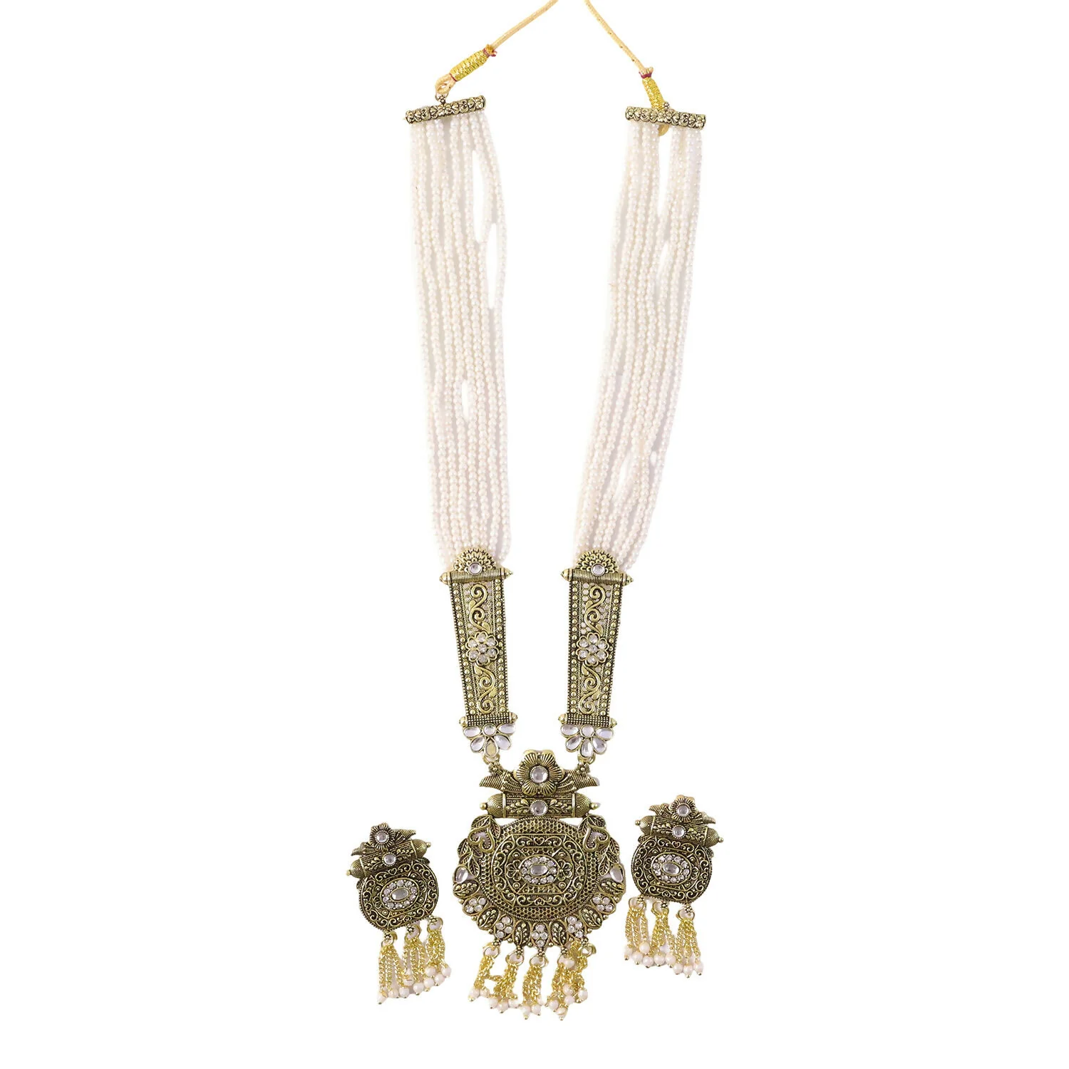 Timeless Gold Necklace Set with Pearls and Matching Earrings for Special Occasions - Image 5