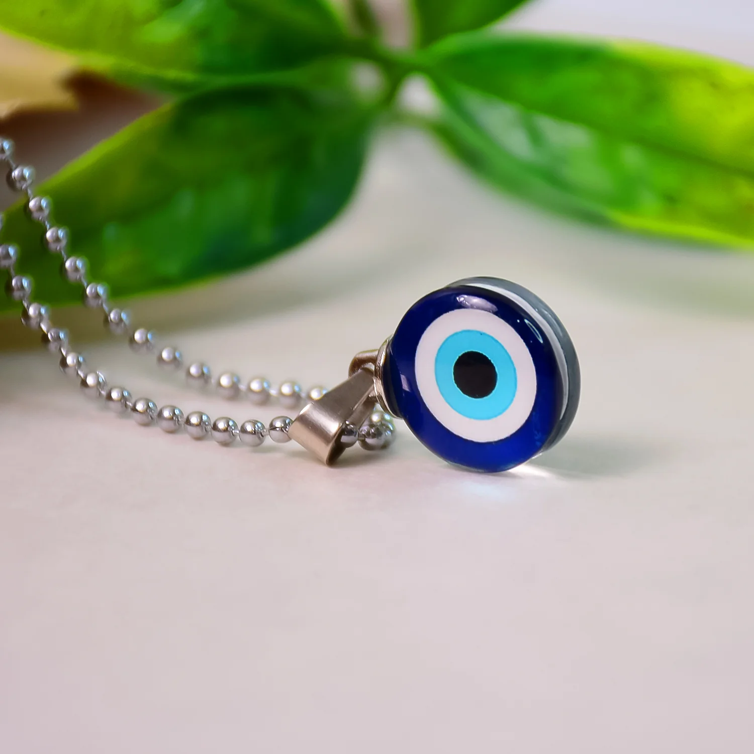 Tiny Blue Turkish Evil Eye Pendant Chain Necklace For Men And Women - Image 4