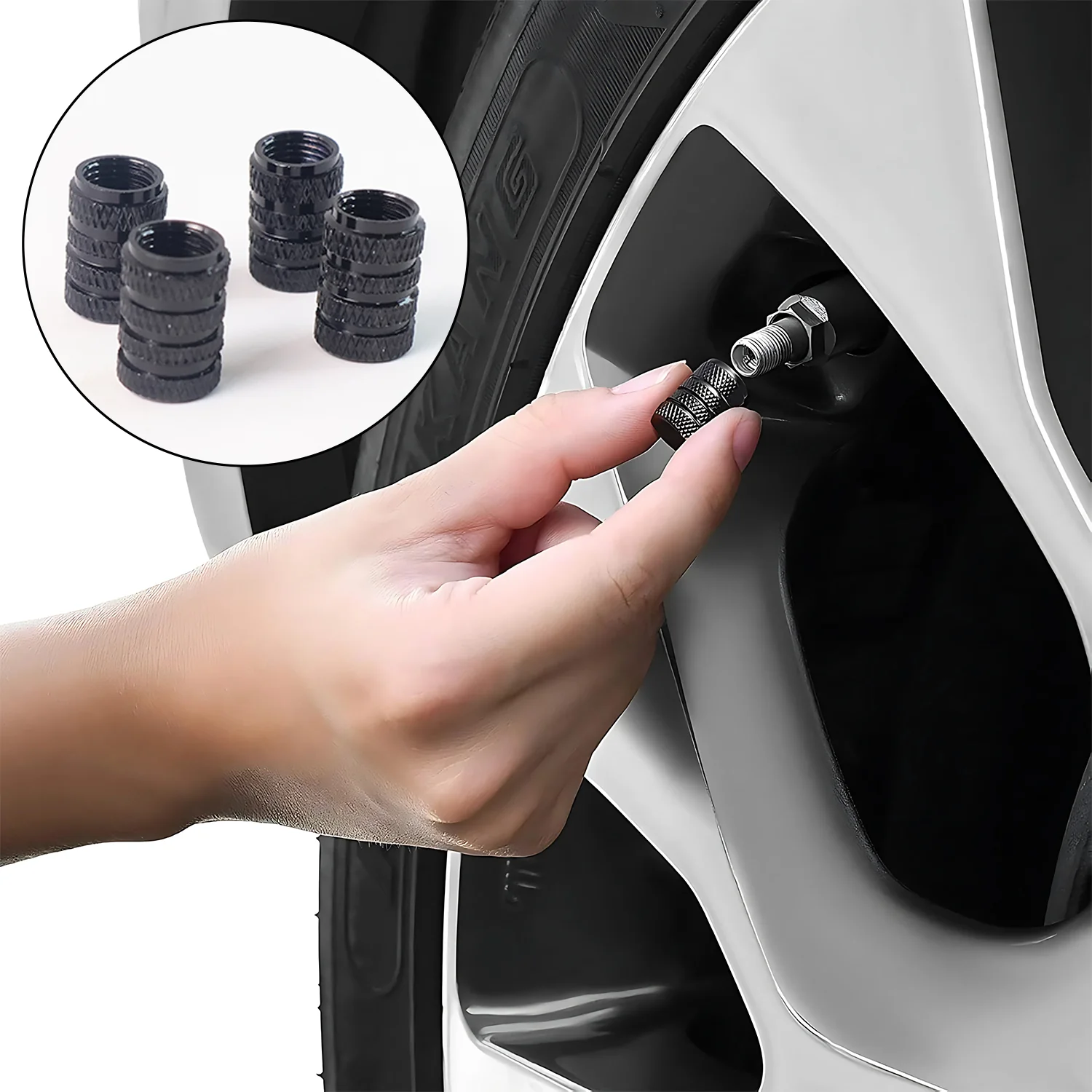 Tire Valve Stem Caps Fit 4pcs Silver - Image 3