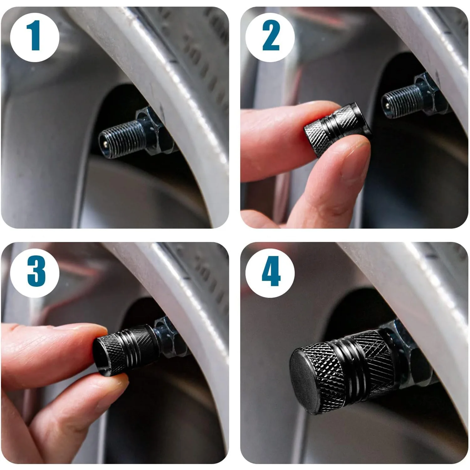 Tire Valve Stem Caps Fit 4pcs Silver - Image 5