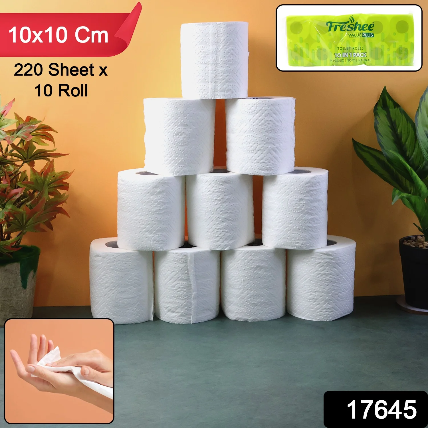 Toilet Tissue Rolls – Soft Embossed Bathroom Tissue, 220 Sheets × 10 Rolls - Image 2