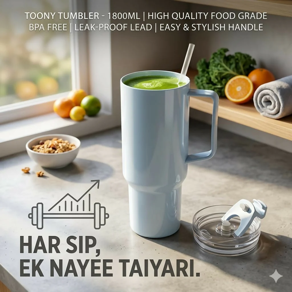 Toony Tumbler 1800ml - Insulated Travel Mug with Handle & Straw | BPA Free, Leak-Proof & Large Capacity Coffee Cup - Image 5