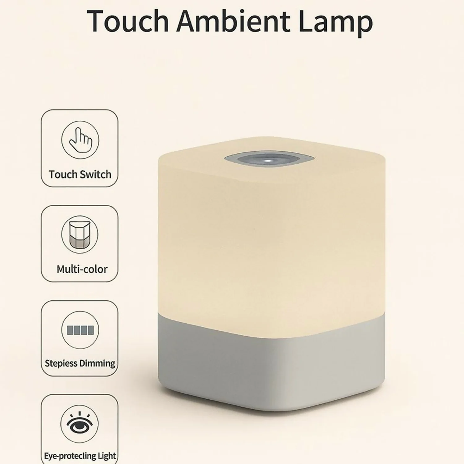 Touch Control Ambient LED Lamp with Multicolor Light & Stepless Dimming - Image 2