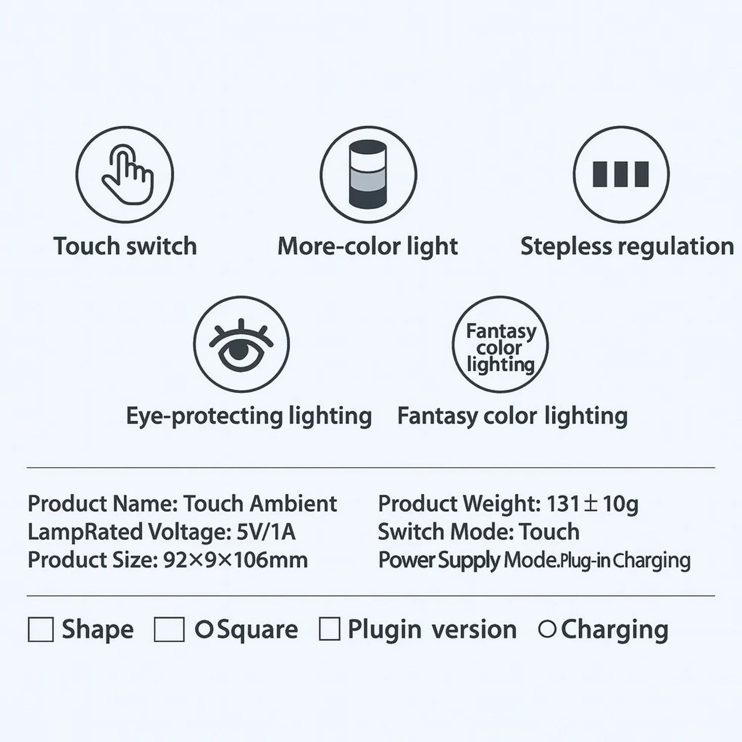 Touch Control Ambient LED Lamp with Multicolor Light & Stepless Dimming - Image 3