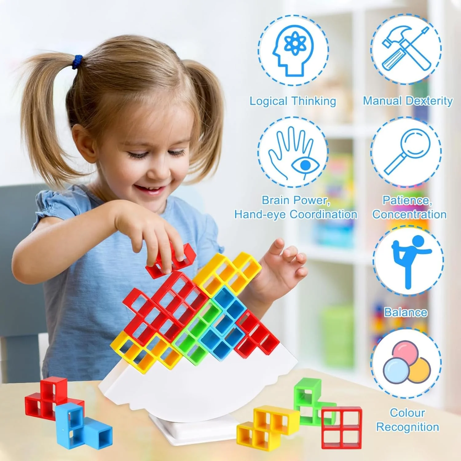 3D Tower Game, Tower Balance Game (16 Pcs Set) - Image 6