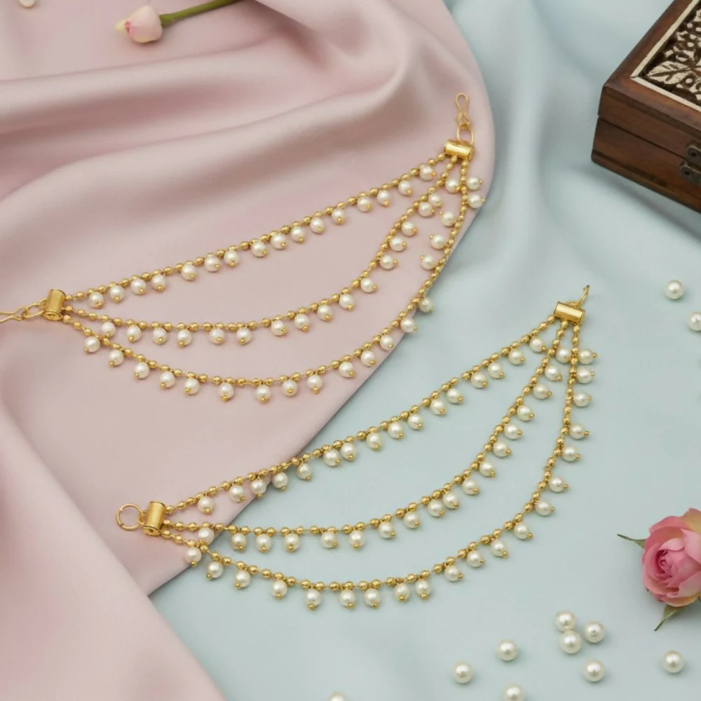 Traditional 3 Line Pearl Drop Kaan Chain - Image 3