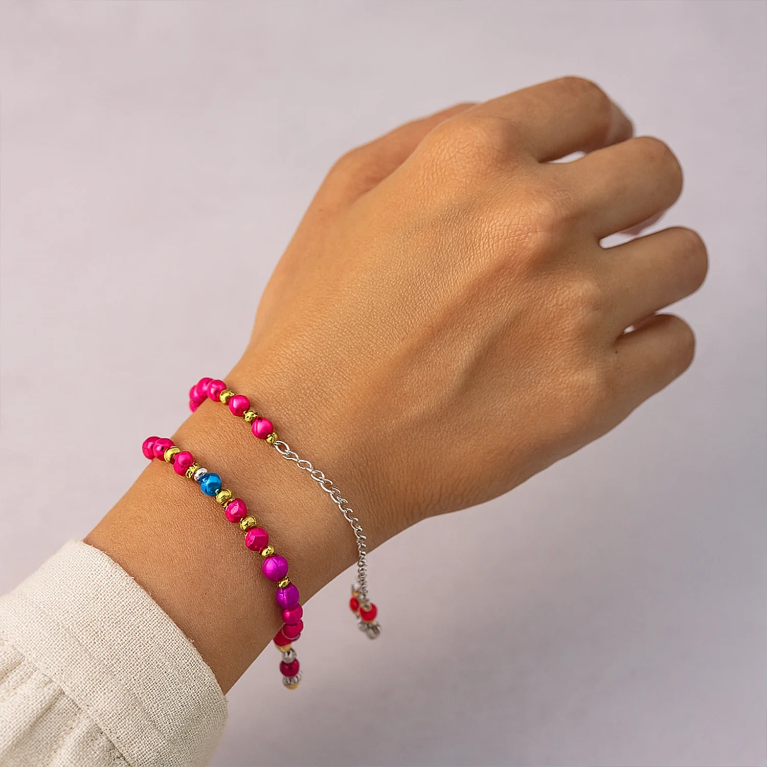 Traditional and Trendy Beaded Bracelet with Adjustable Chain (1 Pc) - Image 4