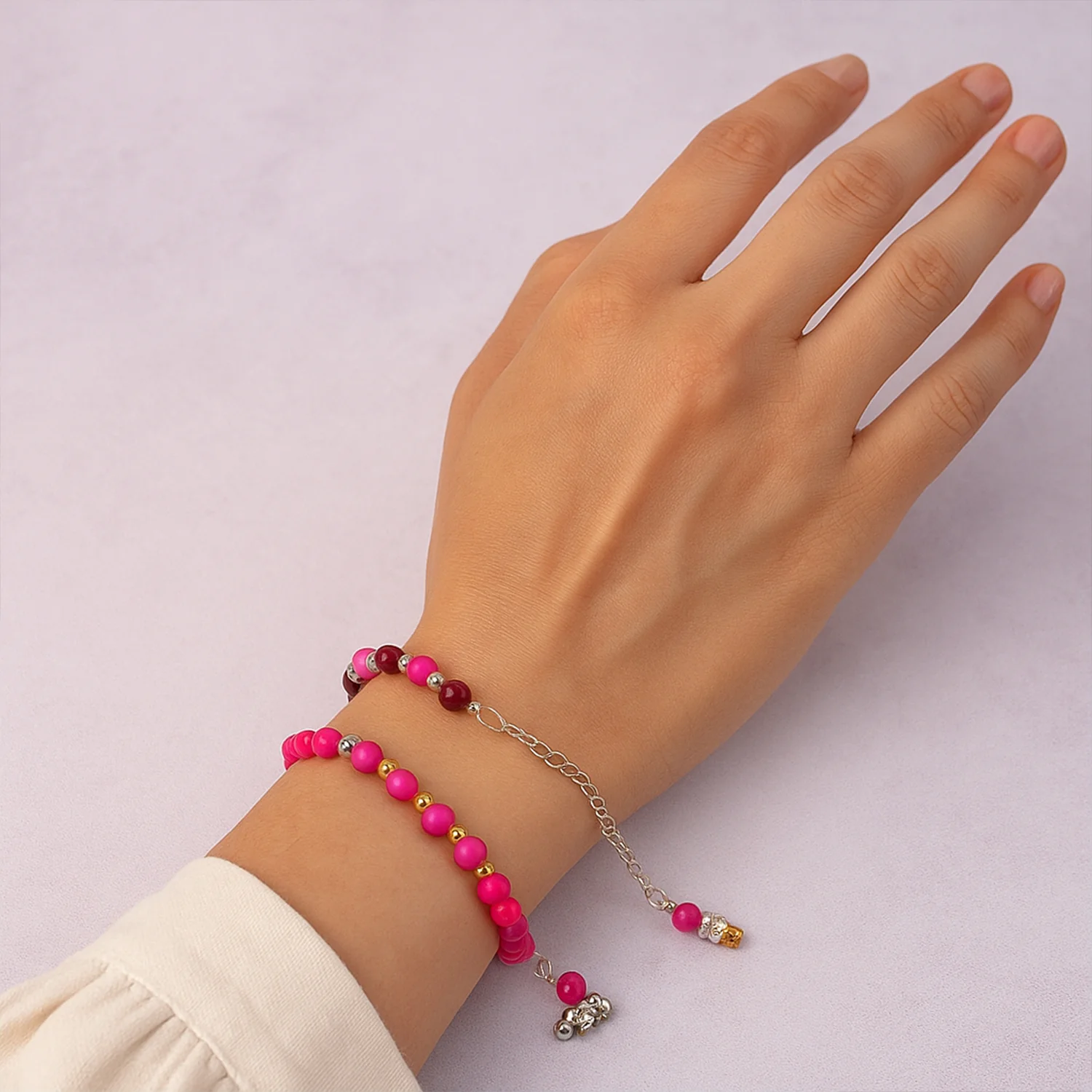 Traditional and Trendy Beaded Bracelet with Adjustable Chain (1 Pc) - Image 6